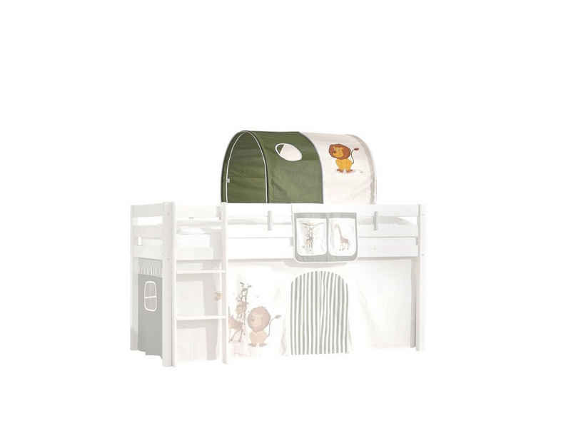 Kindermöbel 24 Betttunnel Safari grün - beige inkl. Sichtfenster