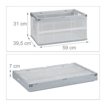 relaxdays Klappbox 10 x Klappbox transparent-grau