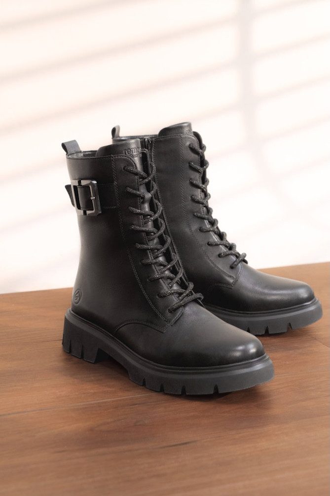 Remonte Schnürboots Stiefelette, Boots, Profilsohle, Blockabsatz mit Zierschnalle