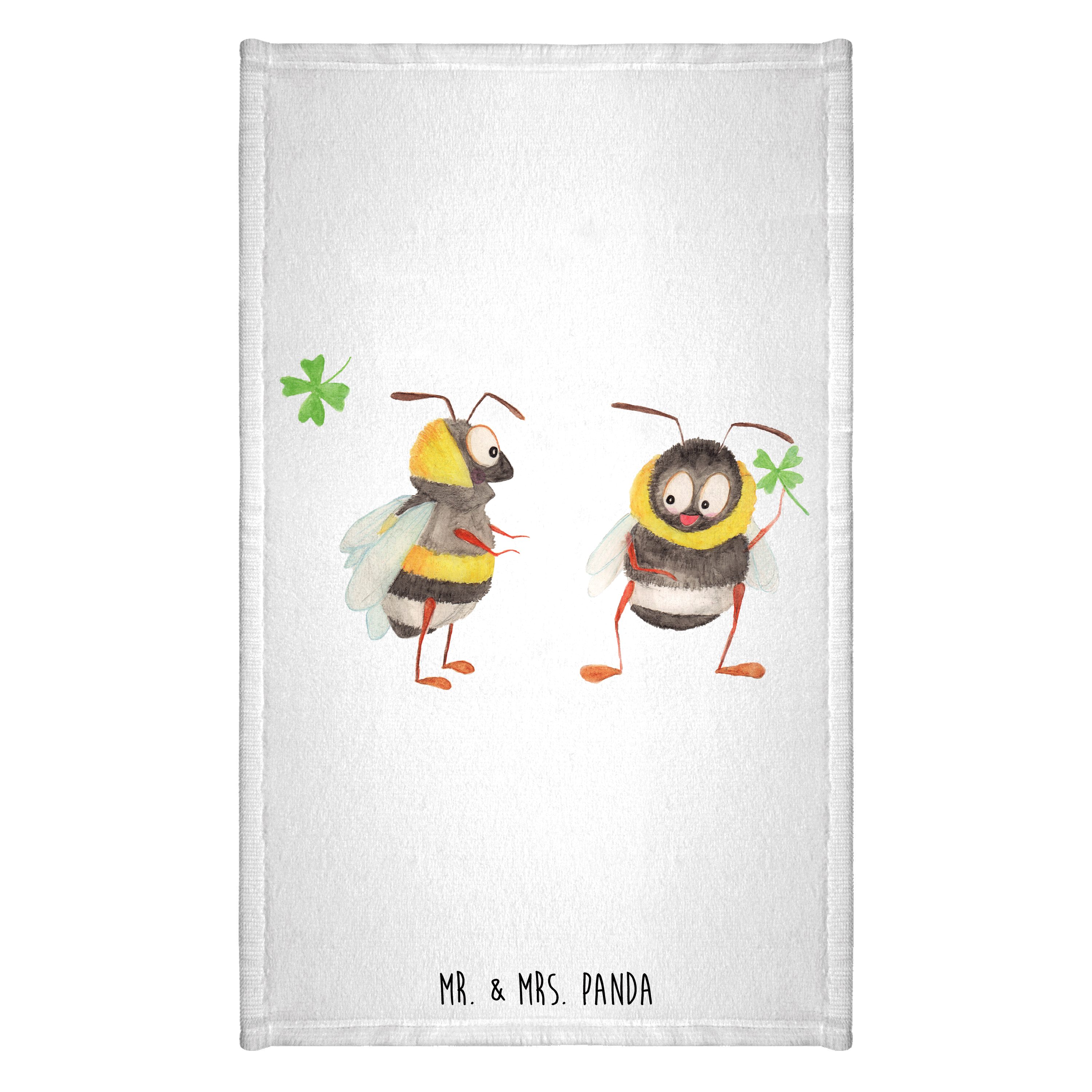 Handtuch Hummeln Kleeblatt - Weiß - Geschenk, Gästetuch, Tiermotive, Kinder Ha