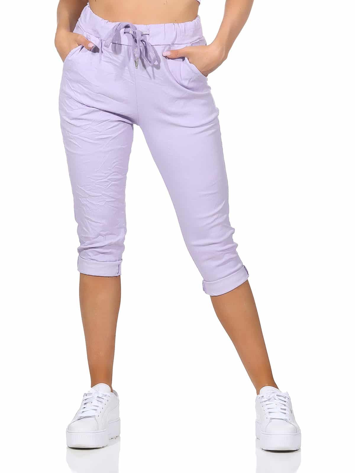 OriginalYou Caprihose Damen Sommerhose 7/8 Chinoshorts in Knitteroptik mit elastischem Bund moderne Knitteroptik, erhältlich in den Größe 36 bis 48
