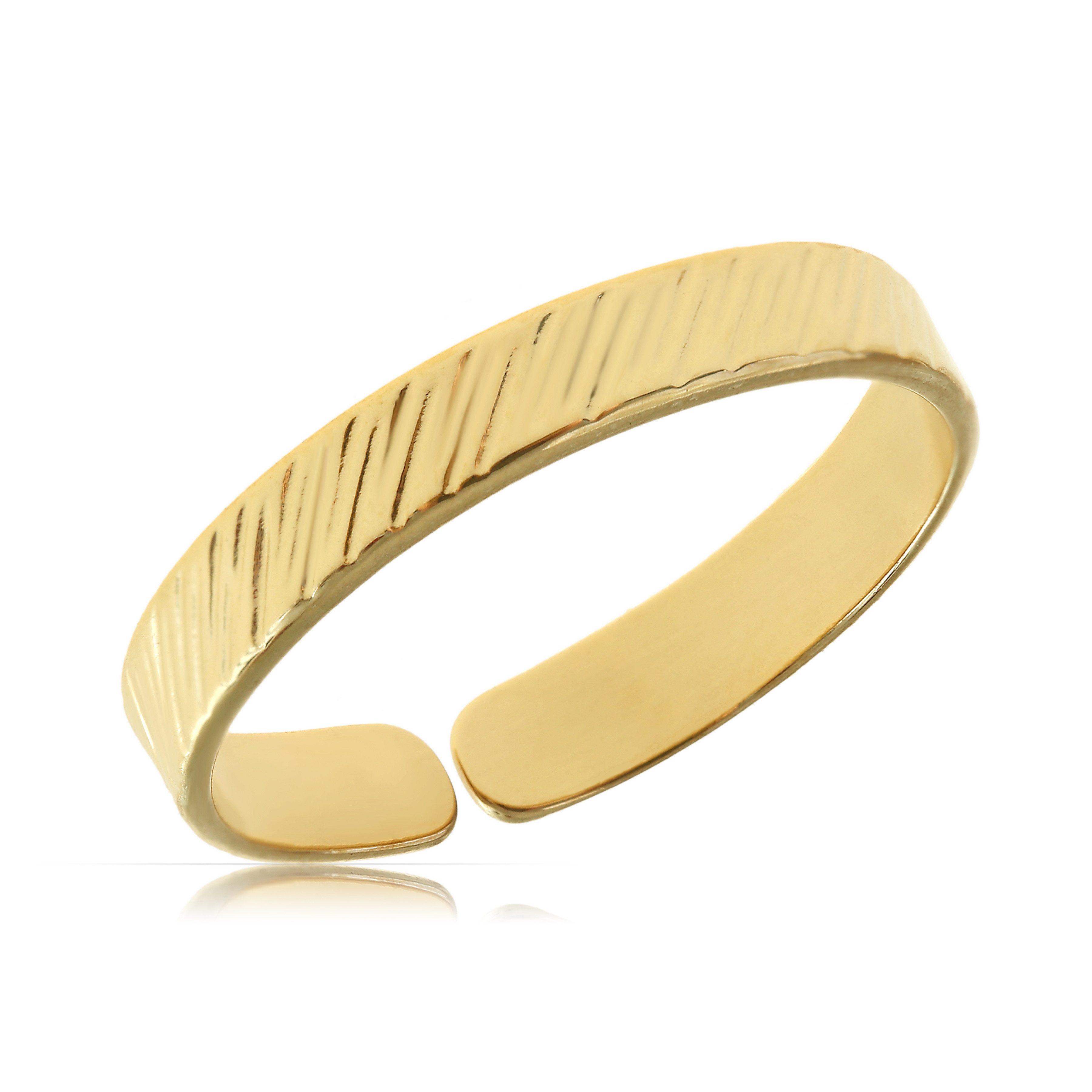 Made by Nami Goldring Boho Damenring gold geriffelt größenverstellbar wasserfest, aus Edelstahl – Boho-Stil – glänzend – filigran