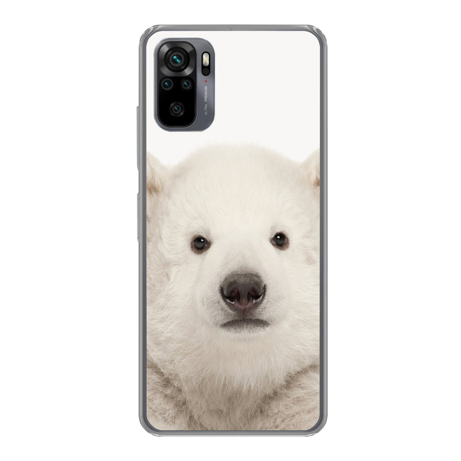 MuchoWow Handyhülle für Xiaomi Redmi Note 10 Pro Eisbär - Tiere - Weiß - Kinder - Jungen -, Phone Case, Silikon, Schutzhülle Dünn