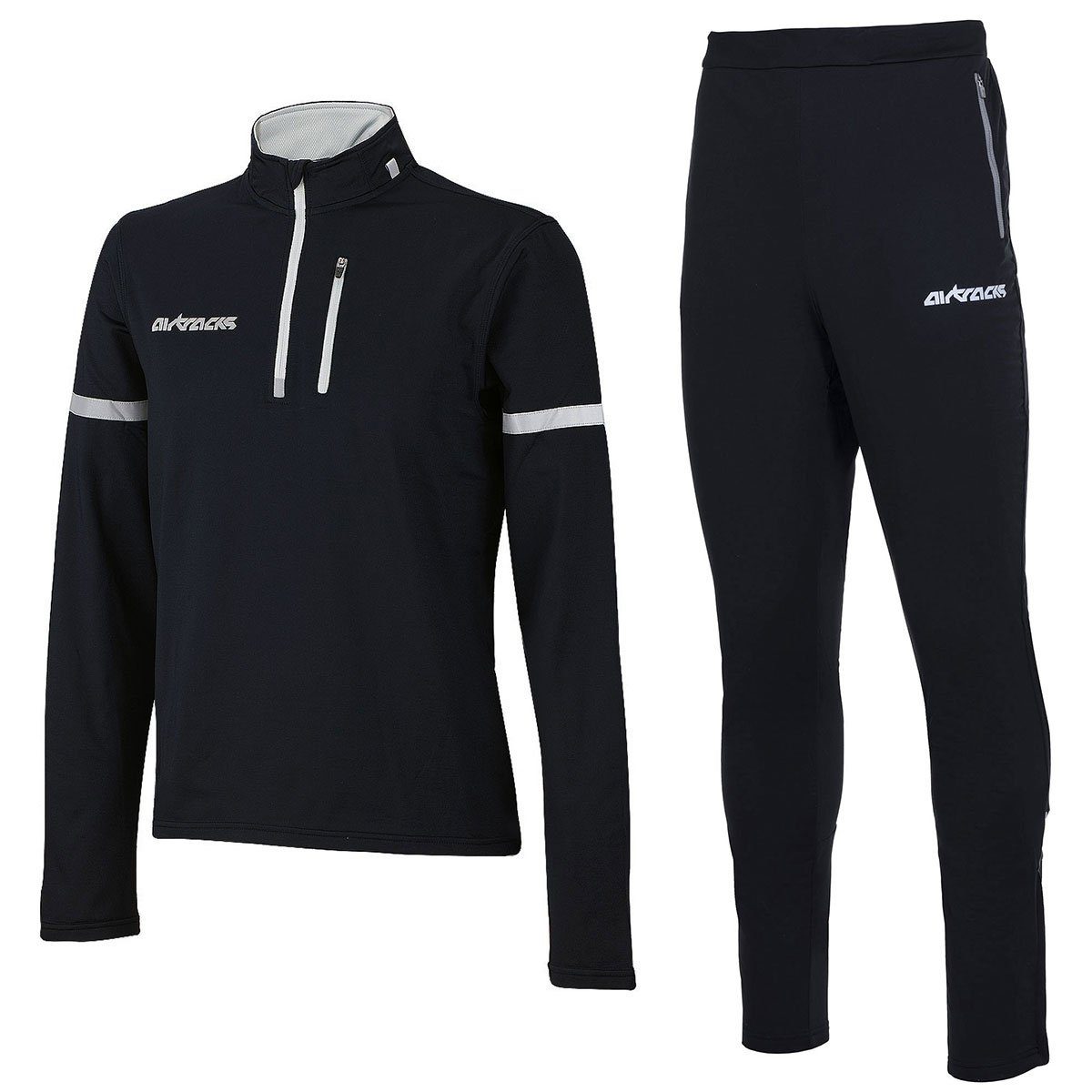 Airtracks Lauftights Winter Laufset: Thermo Tight ProTeam + Laufshirt Langarm (Laufbekleidung mit warme Thermoqualität) bei kaltem Wetter Herbst -Winter » S M L Xl XXL XXXL «