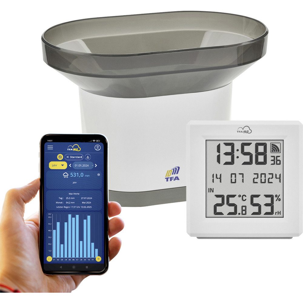 TFA Dostmann Hygrometer TFA Dostmann TFA.me Starter Set mit WLAN Gateway und Regensender Regen