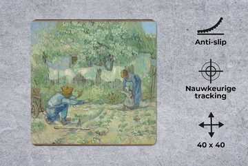MuchoWow Gaming Mauspad Erste Schritte (nach Millet) - Vincent van Gogh (1-St), Mousepad mit Rutschfester Unterseite, Gaming, 40x40 cm, XXL, Großes