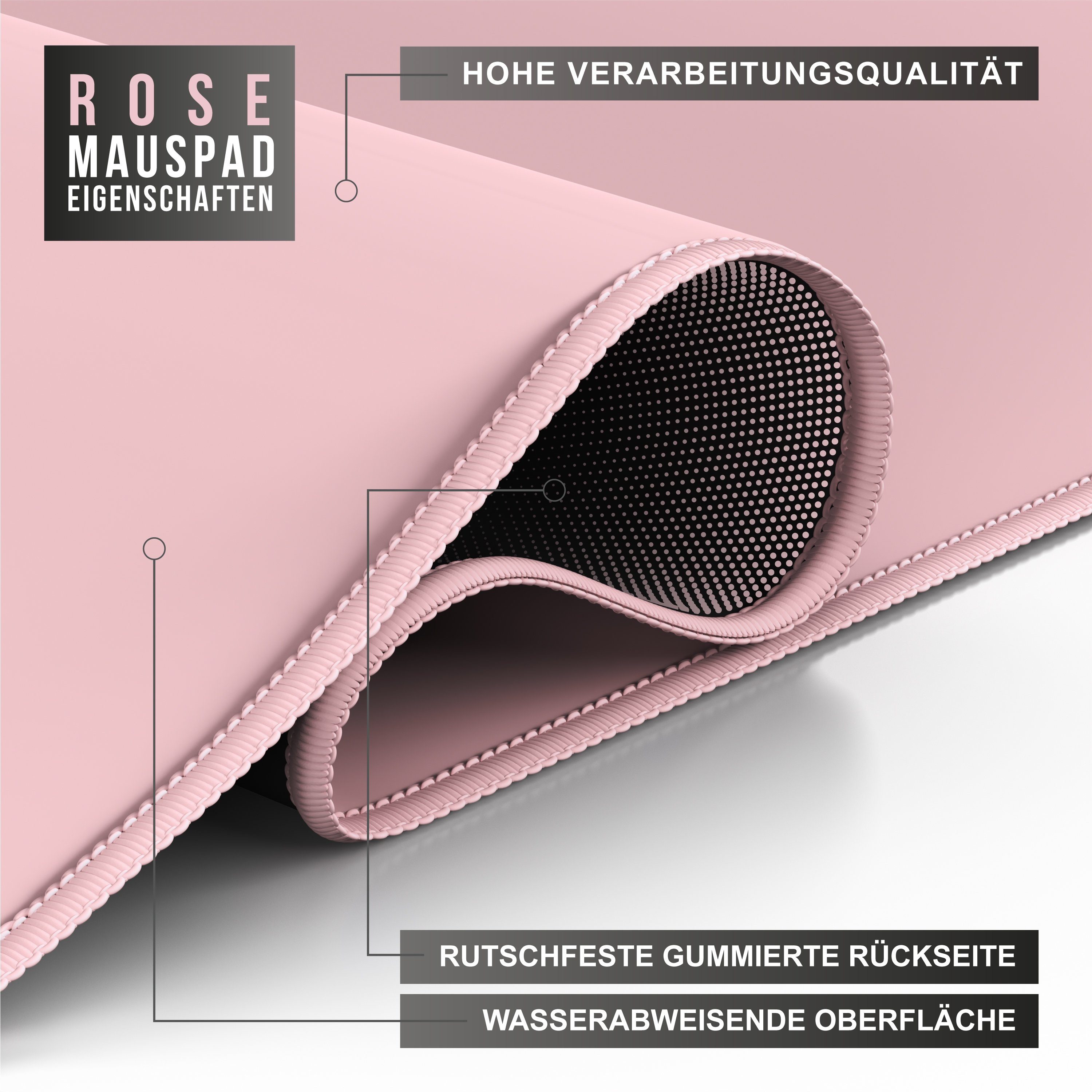 CSL Gaming Mauspad XXL Speed Mousepad 900 x 400 x 3 mm, große Tischunterlage (1-St), rutschfest, abwaschbar, Geschwindigkeit & Präzision, rosa, Gaming – Bild 2 von 5