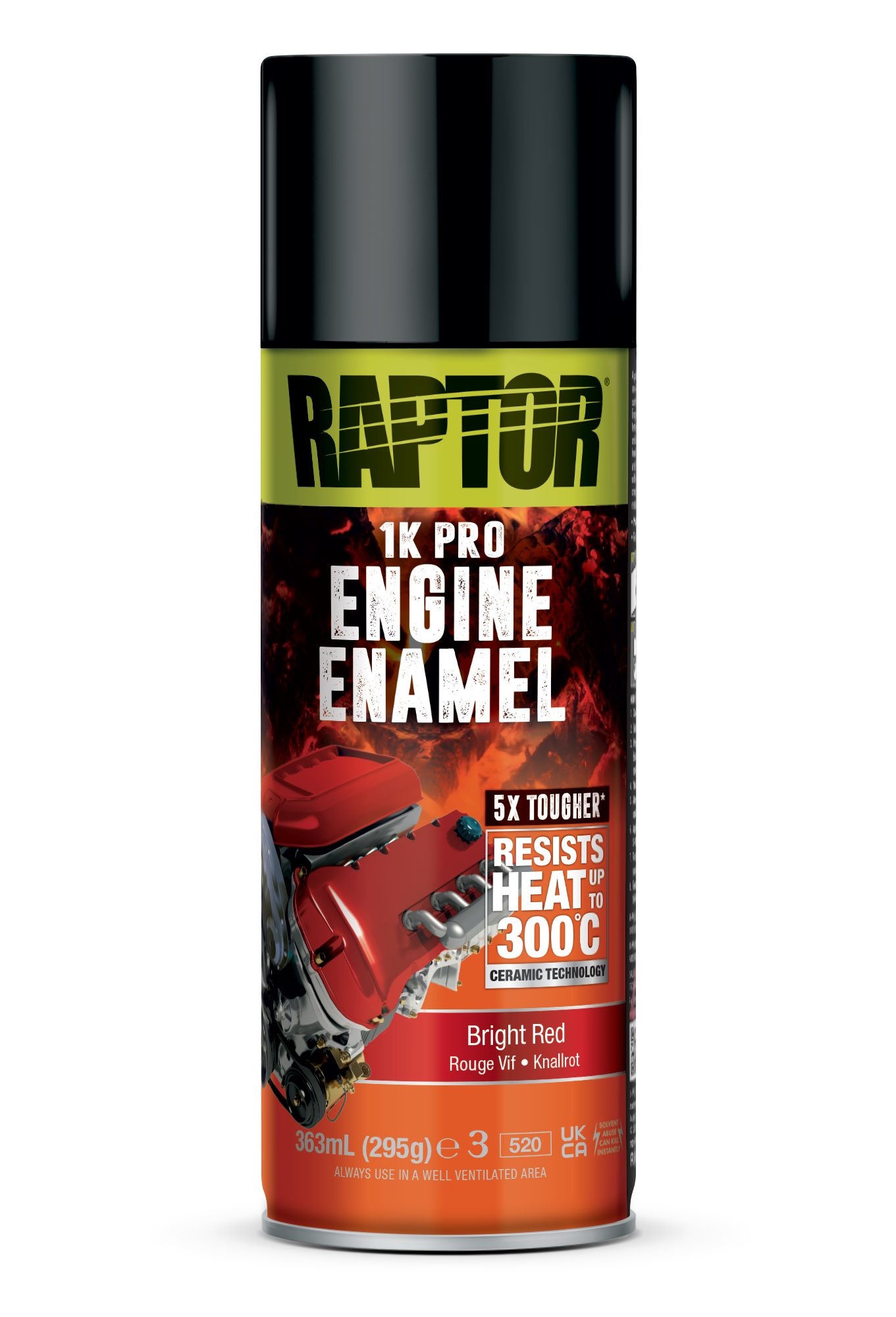 U-POL Sprühlack RAPTOR MOTORLACK - Hitzebeständig bis 300°C - gegen Rost / Korrosion, Hitzebeständig bis 300°C