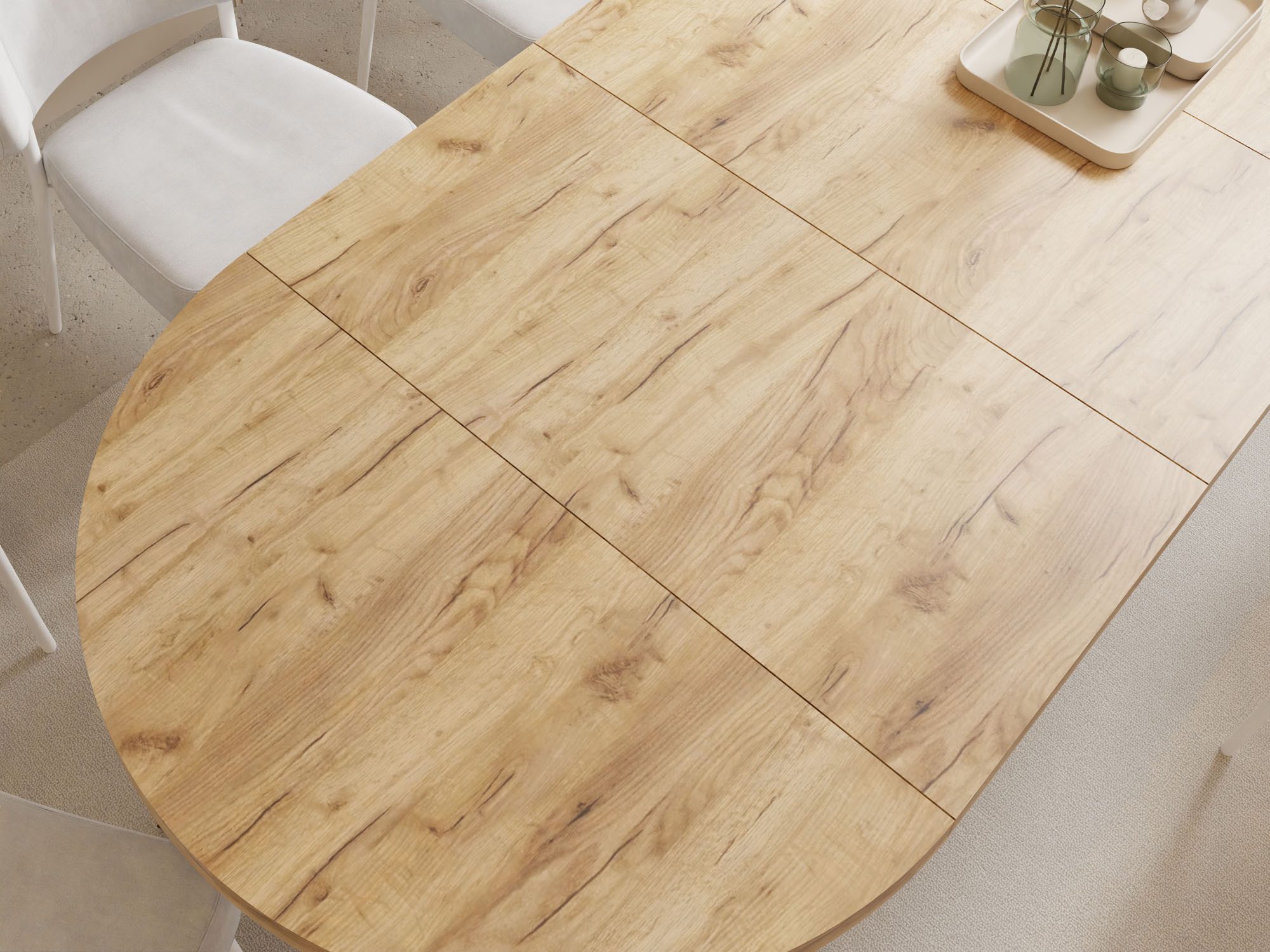 WFL GROUP Esstisch Ross ausziehbar rund industrial mit schwarzen Metallbeinen (MADE IN EU, erhältlich in 3 Größen – 90/100/120 cm ausziehbar auf 170/180/200 cm) – Bild 5 von 5