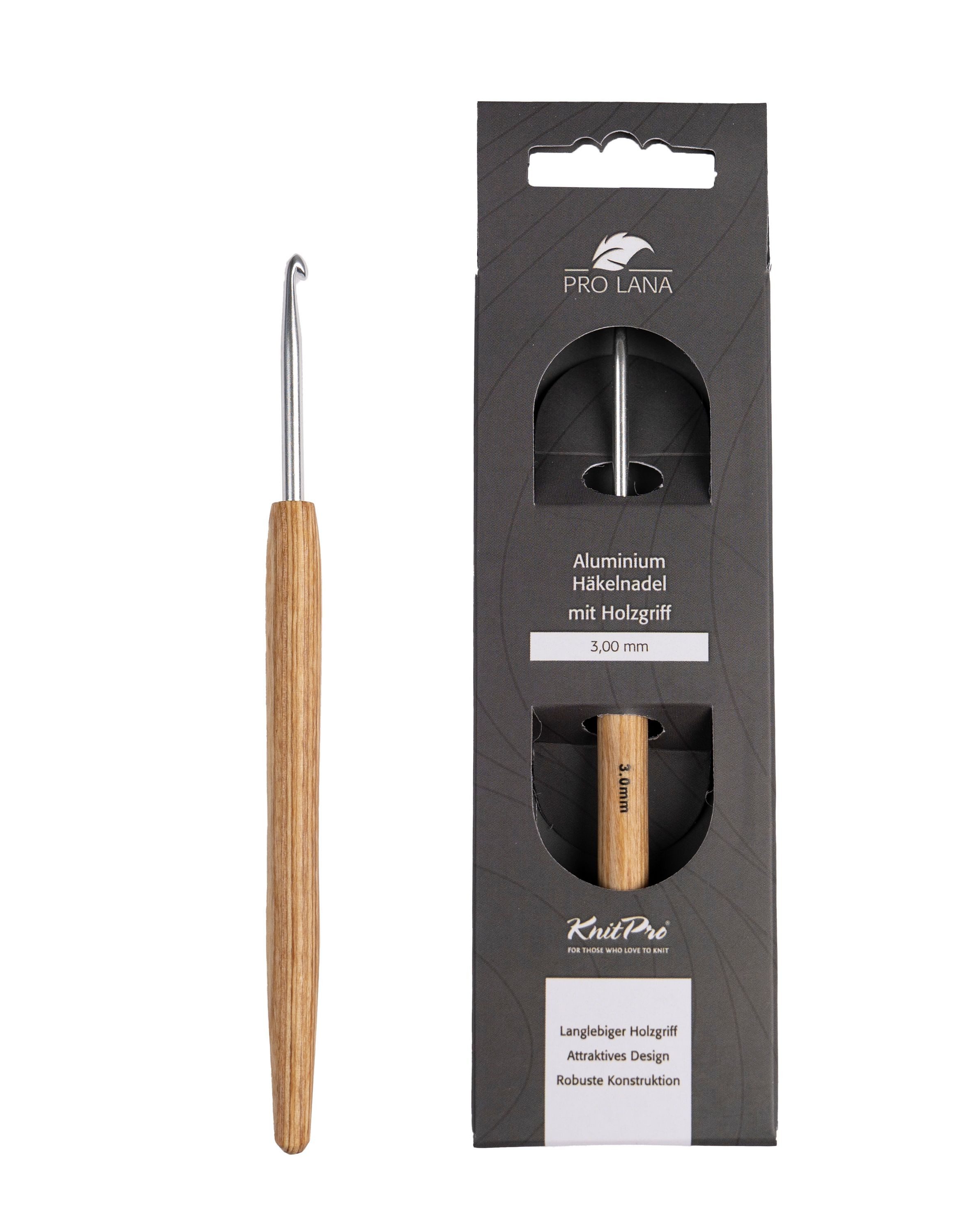 KnitPro Häkelnadeln KnitPro NATURAL Aluminium Häkelnadel, Garnhäkelnadel mit Holzgriff, Birkenholzgriff, Aluminium, 0,5-12 mm