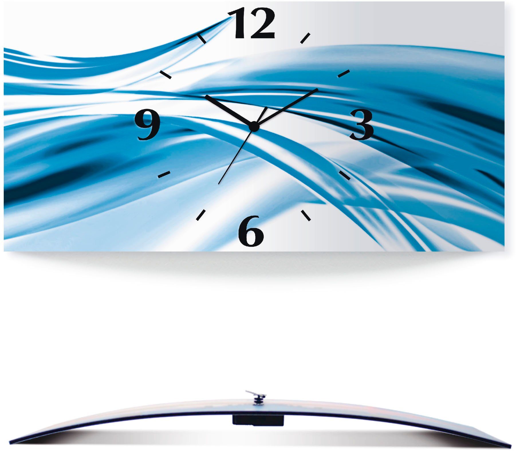 Größen) mit Funkuhrwerk, Quarz- blau Artland Schöne Abstrakt Optik oder Welle gebogen, (3D - versch. Wanduhr