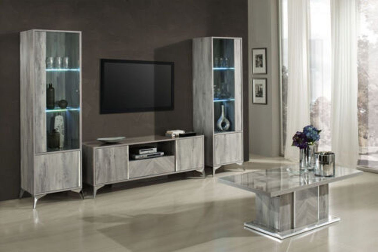 Xlmoebel Wohnwand Moderne Wohnwand mit Vitrinen in elegantem Design, (3-St., RTV + 2x Vitrine), Hergestellt in Europa