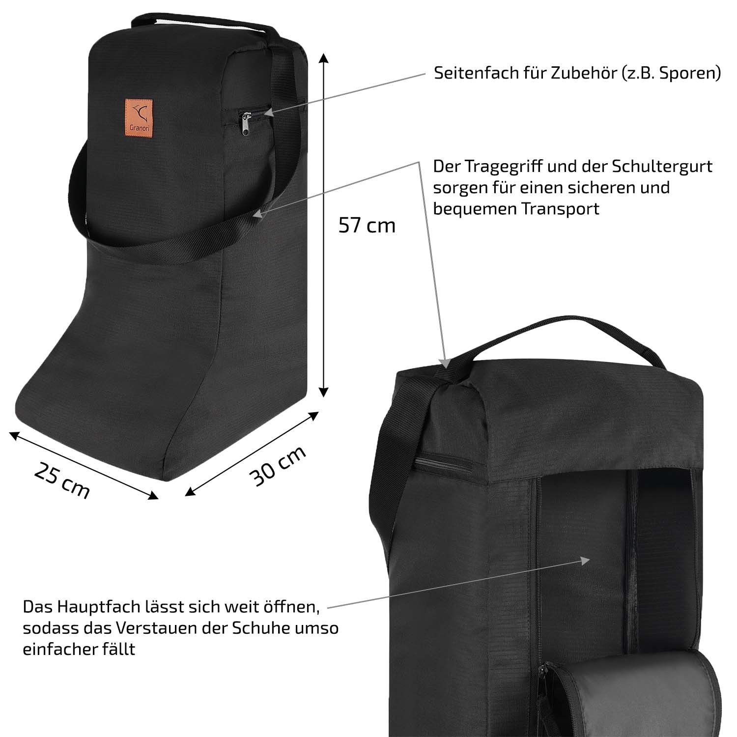 Granori Tragetasche für Reitstiefel, Stiefeletten und Chaps (Stiefeltasche), mit Schultergurt und großer Öffnung zur bequemen Handhabung – Bild 5 von 5