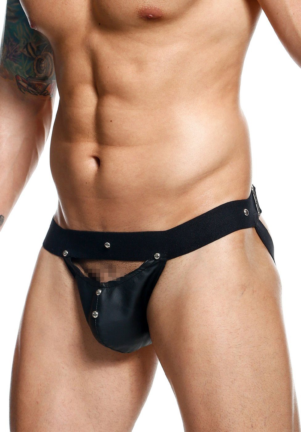 Slip Männer-Slip mit Nieten Jockstrap - schwarz