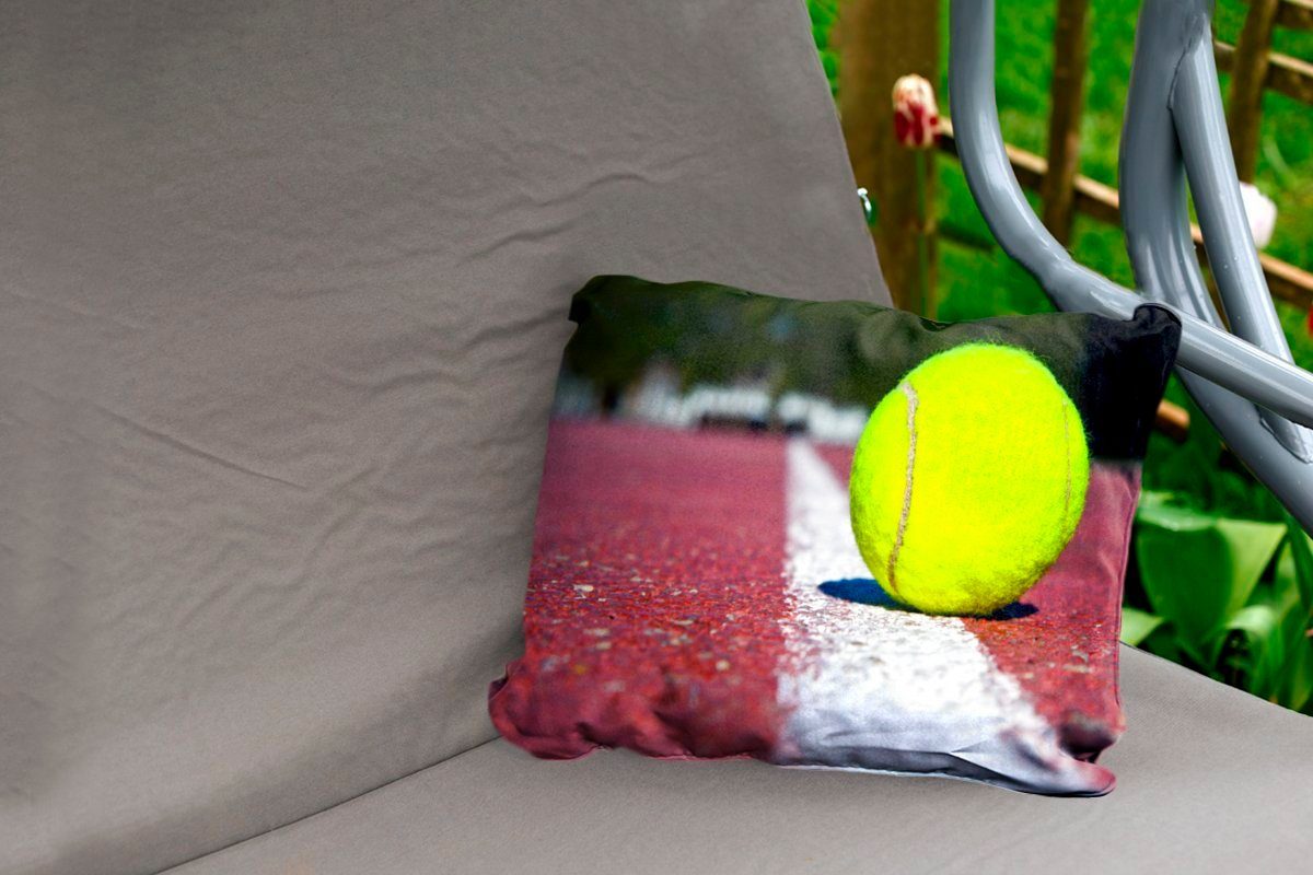 MuchoWow Dekokissen Tennisball Kissenhülle auf Polyester, Tennisplatz, dem Outdoor-Dekorationskissen, Dekokissenbezug