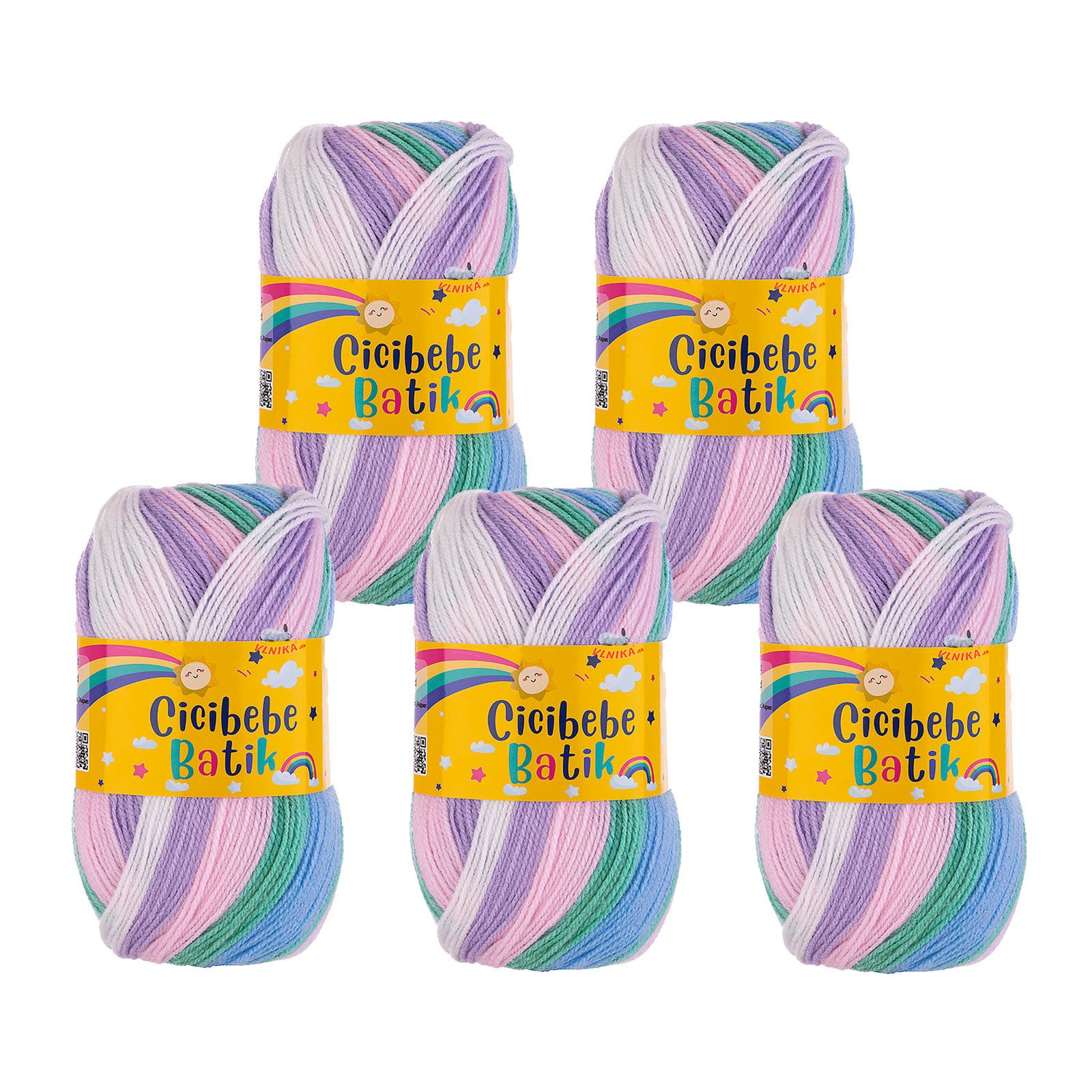 Papatya 5 x 100g Farbverlaufsgarn Cicibebe Häkelwolle, 1800 m (Paket, 5-St), 78 Traumtänzer