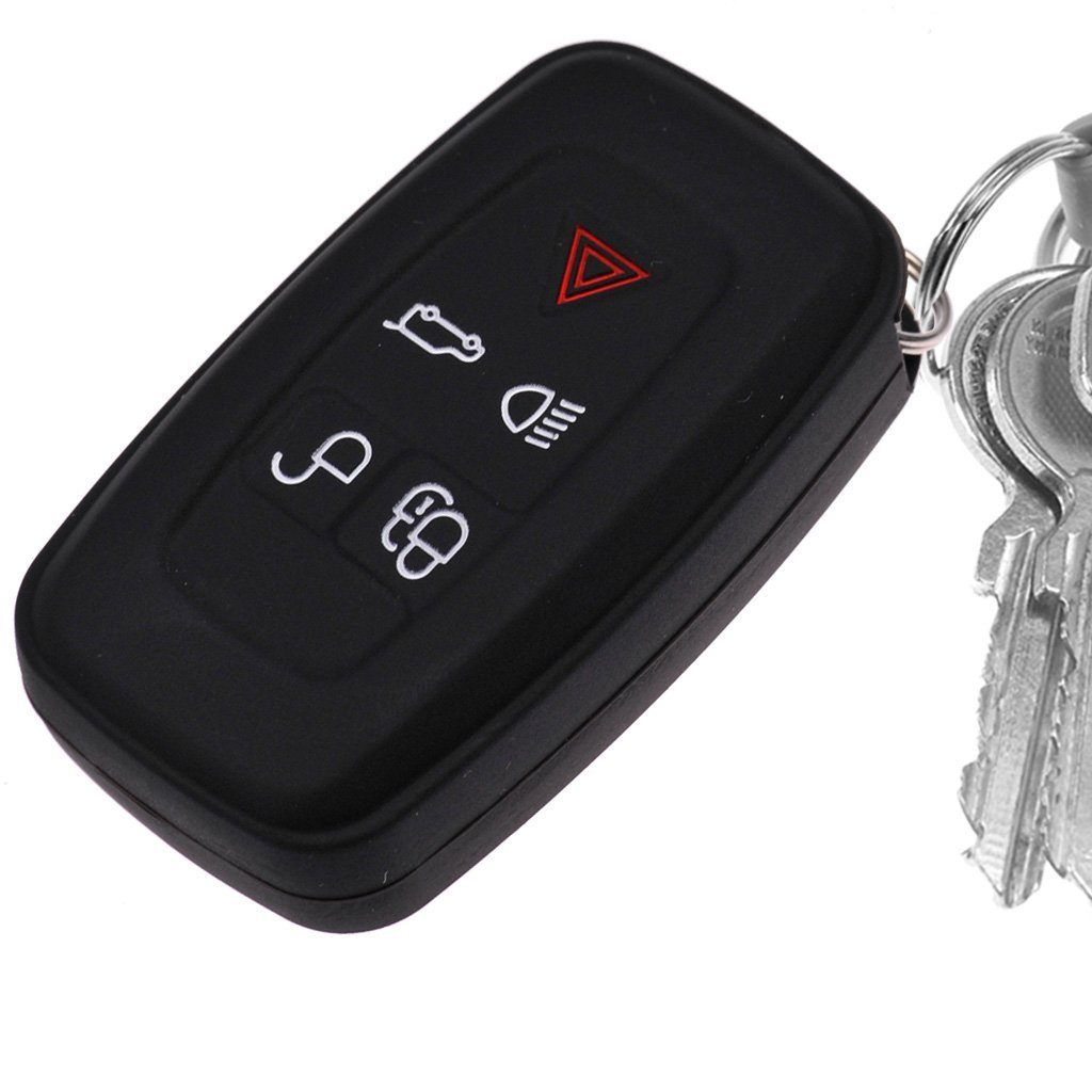Softcase Land Schlüsseltasche 5 KEYLESS mt-key Silikon für Rover Schwarz, Schutzhülle SMARTKEY LR4 Autoschlüssel Tasten Rover Range