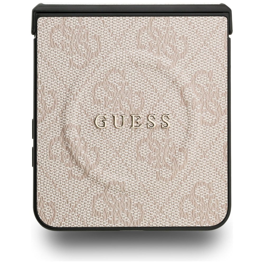 Guess Handyhülle Galaxy Z Flip7 MagSafe Muster Kunstleder rosa Logo goldfarben 6,9 Zoll, Kantenschutz – Bild 5 von 5