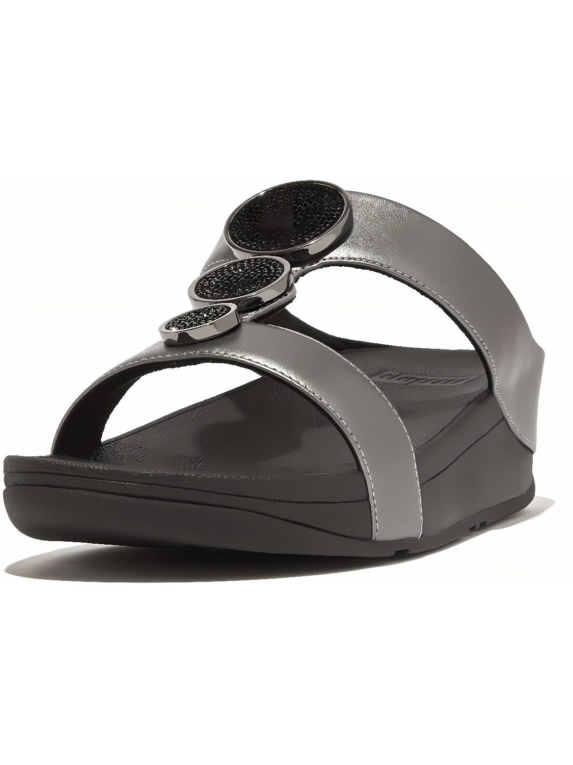 Halo Bead-Circle Metallic H-Bar Slides Sandale