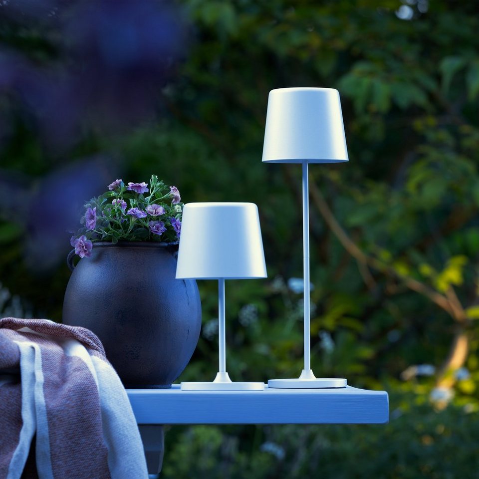 Brilliant Außen-Tischleuchte Kaami, Kaami LED Außentischleuchte 37cm weiß  matt Metall/Holz weiß 2 W LED in