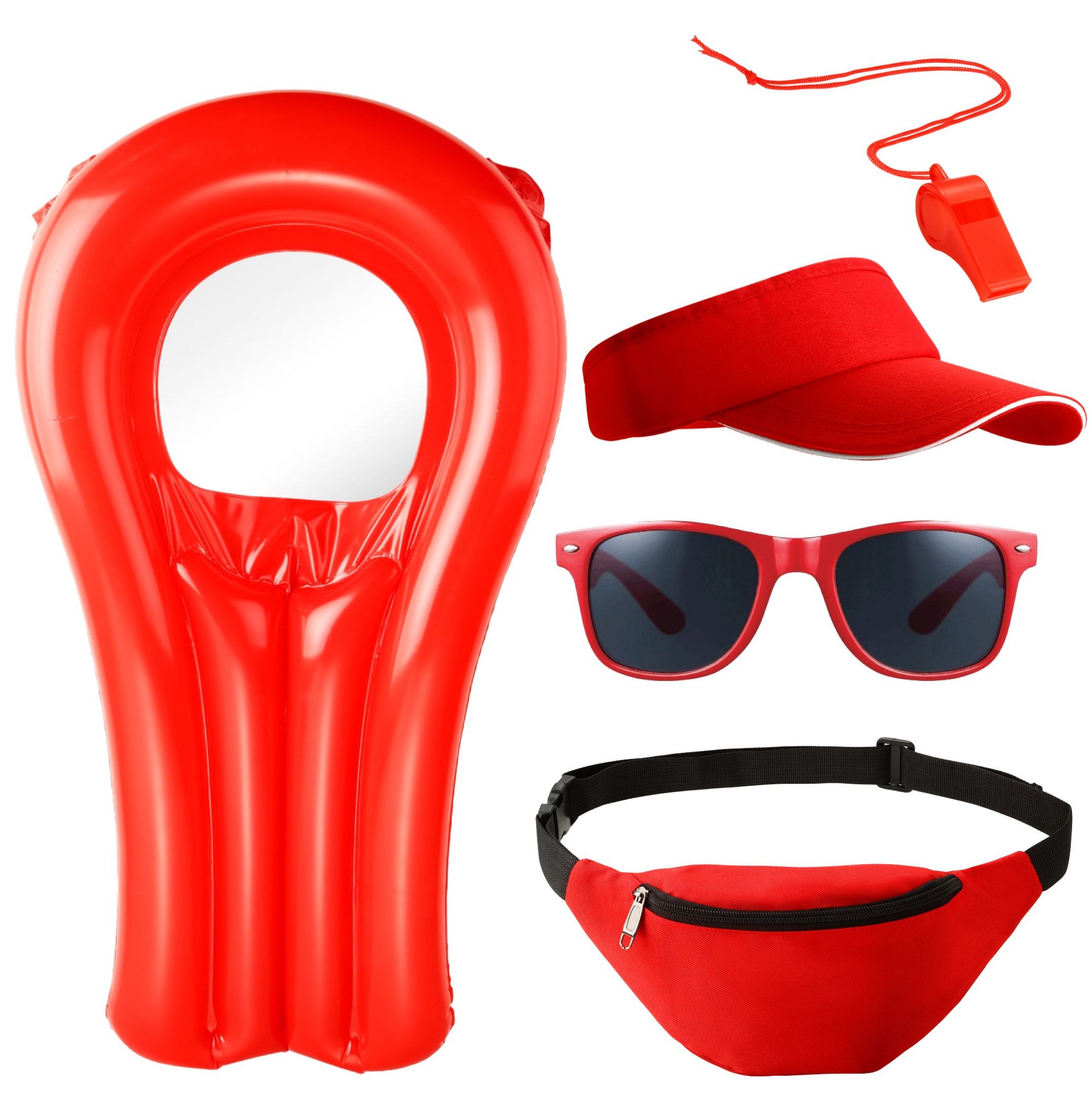 Kostümheld® Kostüm 5 in 1 Lifeguard Set Baywatch Kostüm Bademeister für Damen und Herren, unisex