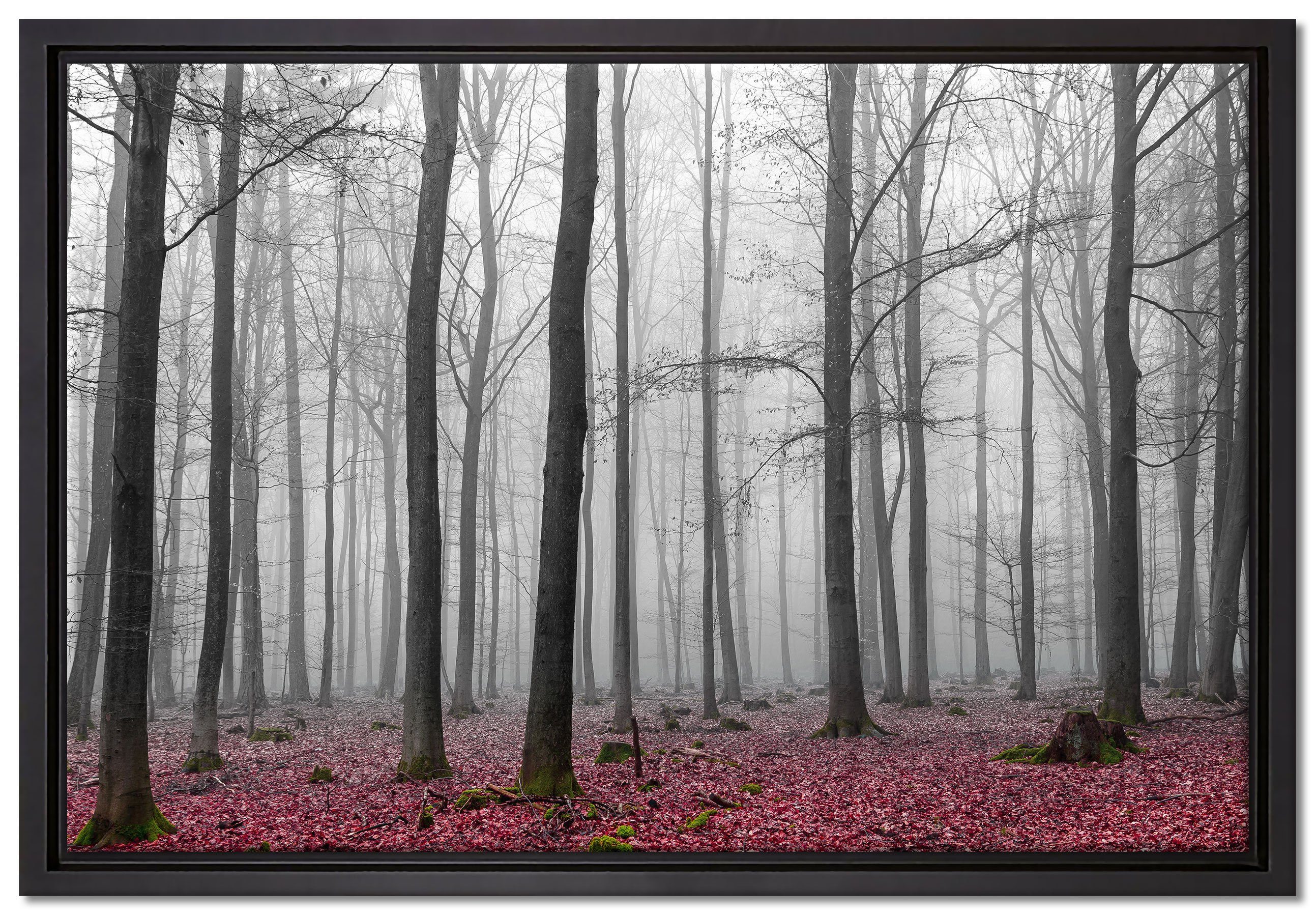 Pixxprint Leinwandbild abstrakter Wald, Wanddekoration (1 St), Leinwandbild fertig bespannt, in einem Schattenfugen-Bilderrahmen gefasst, inkl. Zackenaufhänger