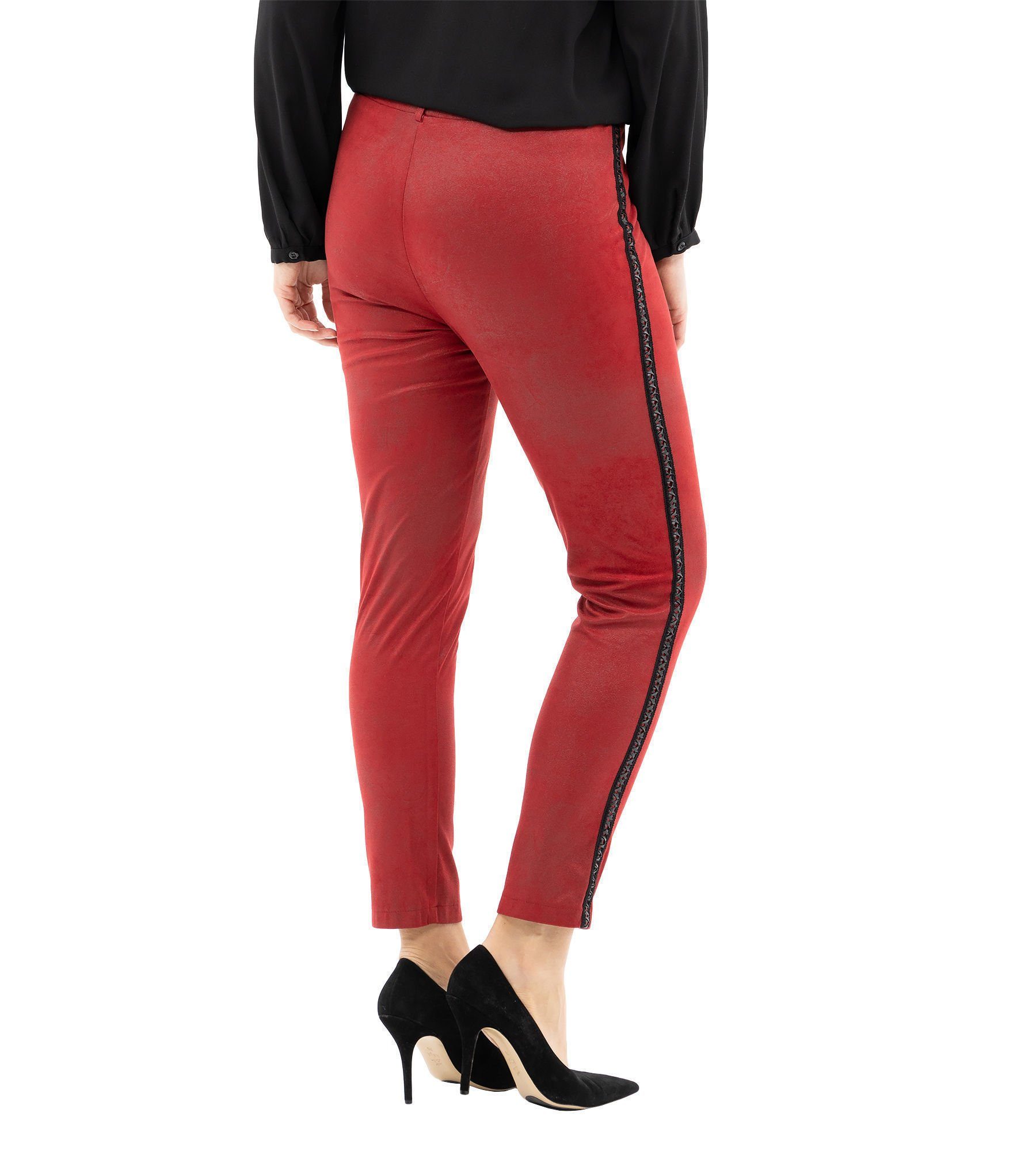 MONACO blue Stretch-Hose Schlupfhose koerpernah mit Flechtpaspel