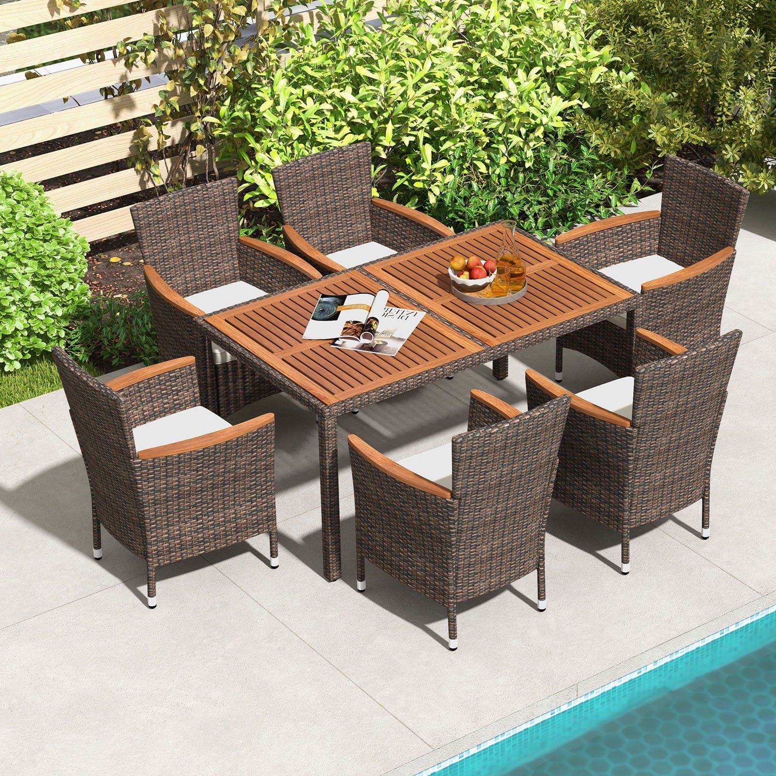 COSTWAY Garten-Essgruppe, (7 tlg), Tisch & günstig online kaufen