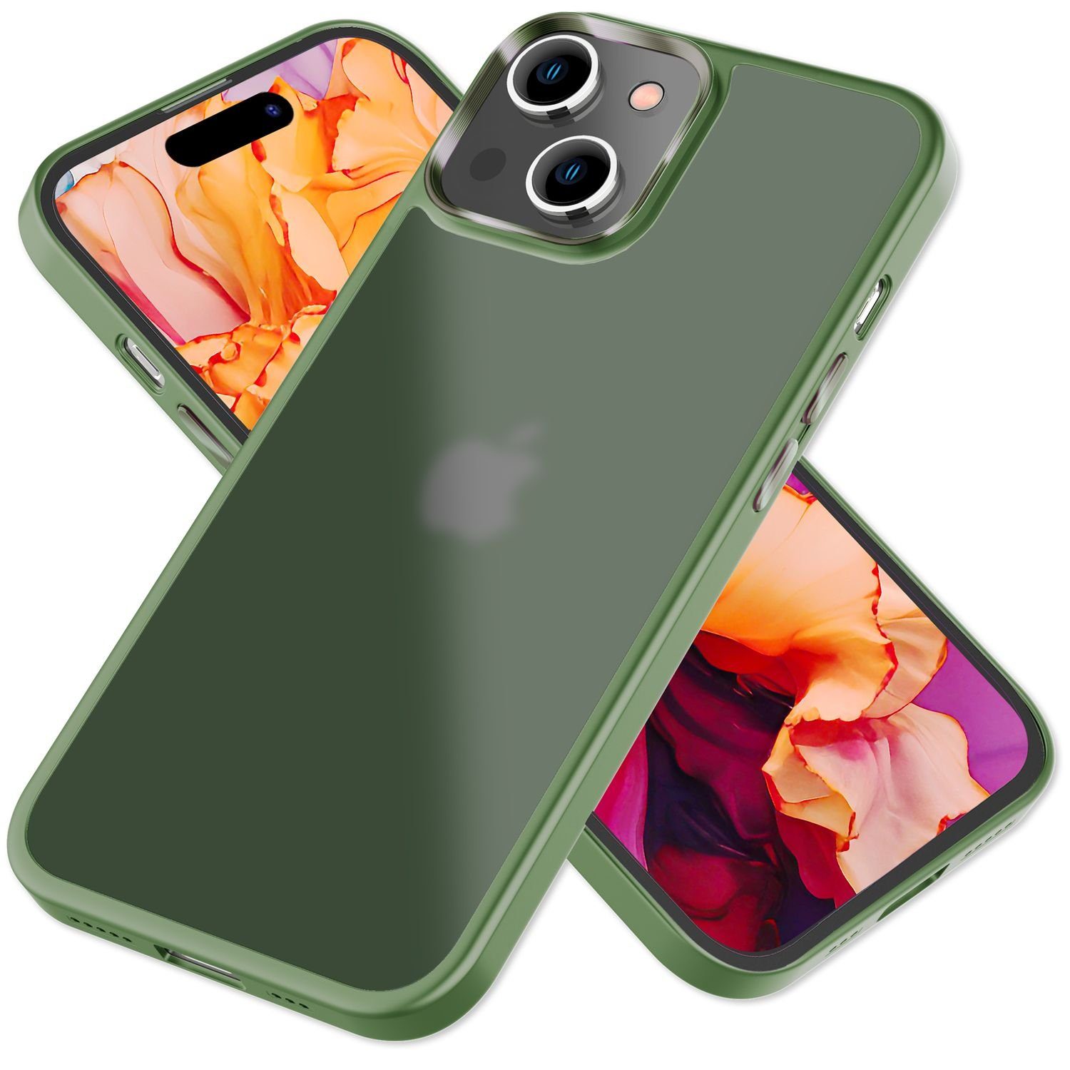 Nalia Smartphone-Hülle Apple iPhone 15 15,5 cm (6,1 Zoll), Hybrid Hülle / Semi-Transparent / Matt / Metallic Akzent / Anti-Schock
