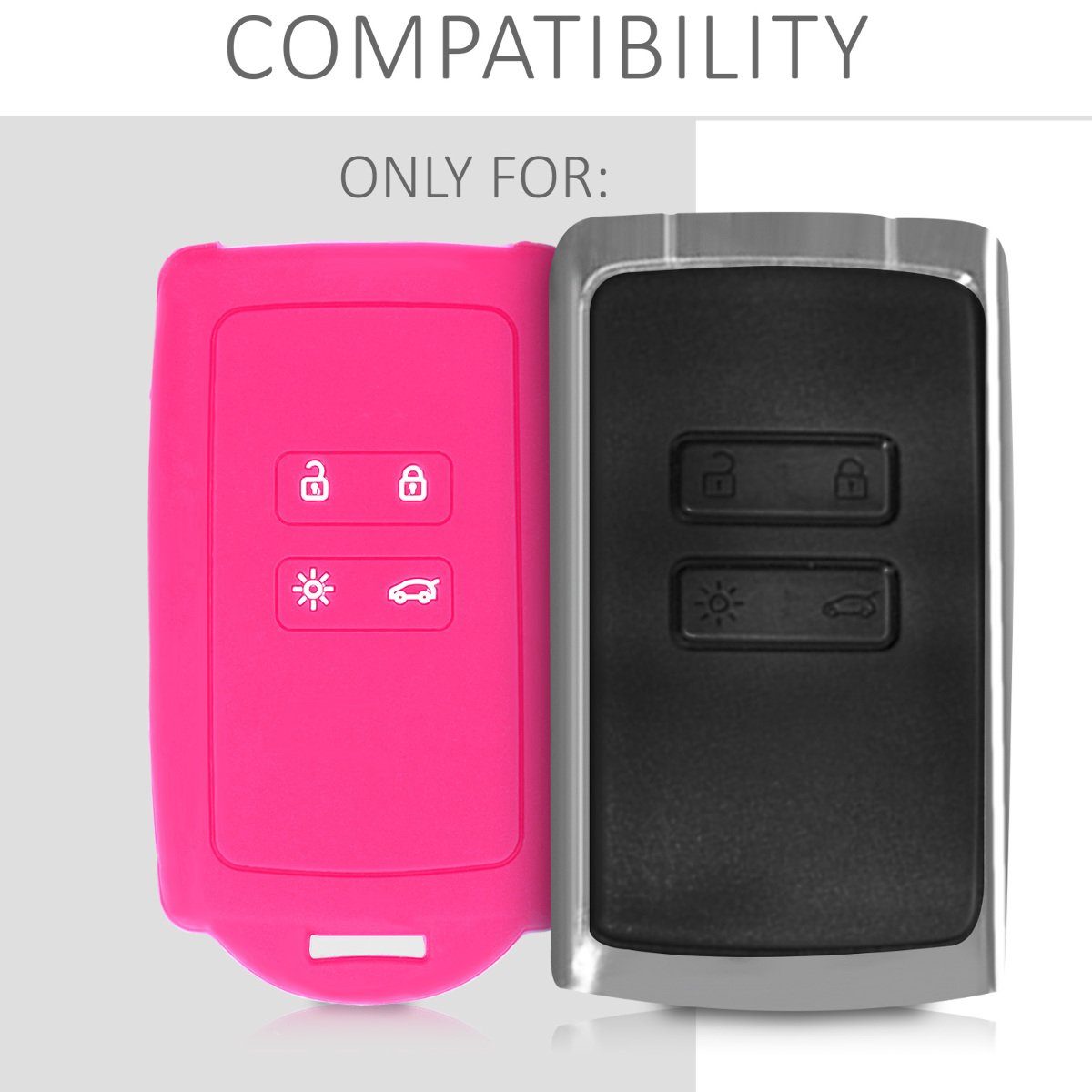 kwmobile Schlüsseltasche Hülle Autoschlüssel Schlüsselhülle Silikon Schutzhülle Renault, Pink für