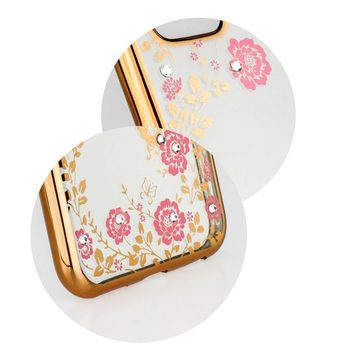 cofi1453 Handyhülle Glitzer Motiv Hülle Silikon für Mädchen Frauen mit Strass Steinen Luxury Schale Gold kompatibel mit Huawei P30 Lite