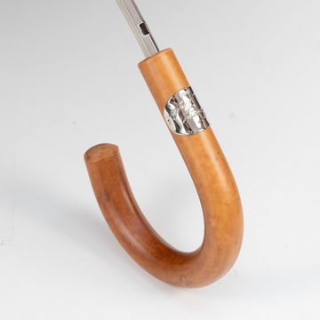 Francesco Maglia Taschenregenschirm, Luxus-Regenschirm, gestreift, Holzgriff, Handmade in Italy