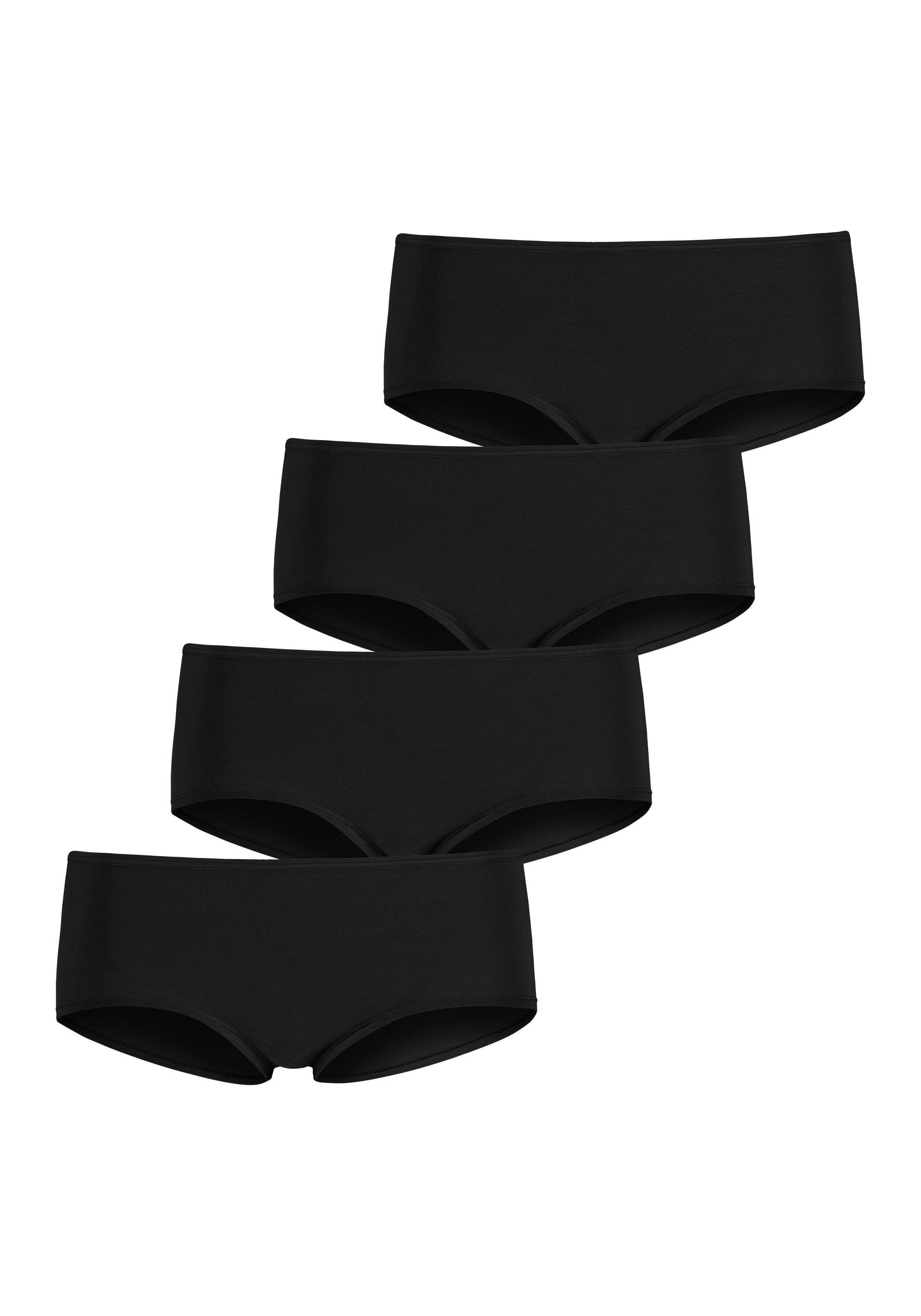 (Packung, 4-St) schwarz Hipster aus elastischer LASCANA Baumwolle
