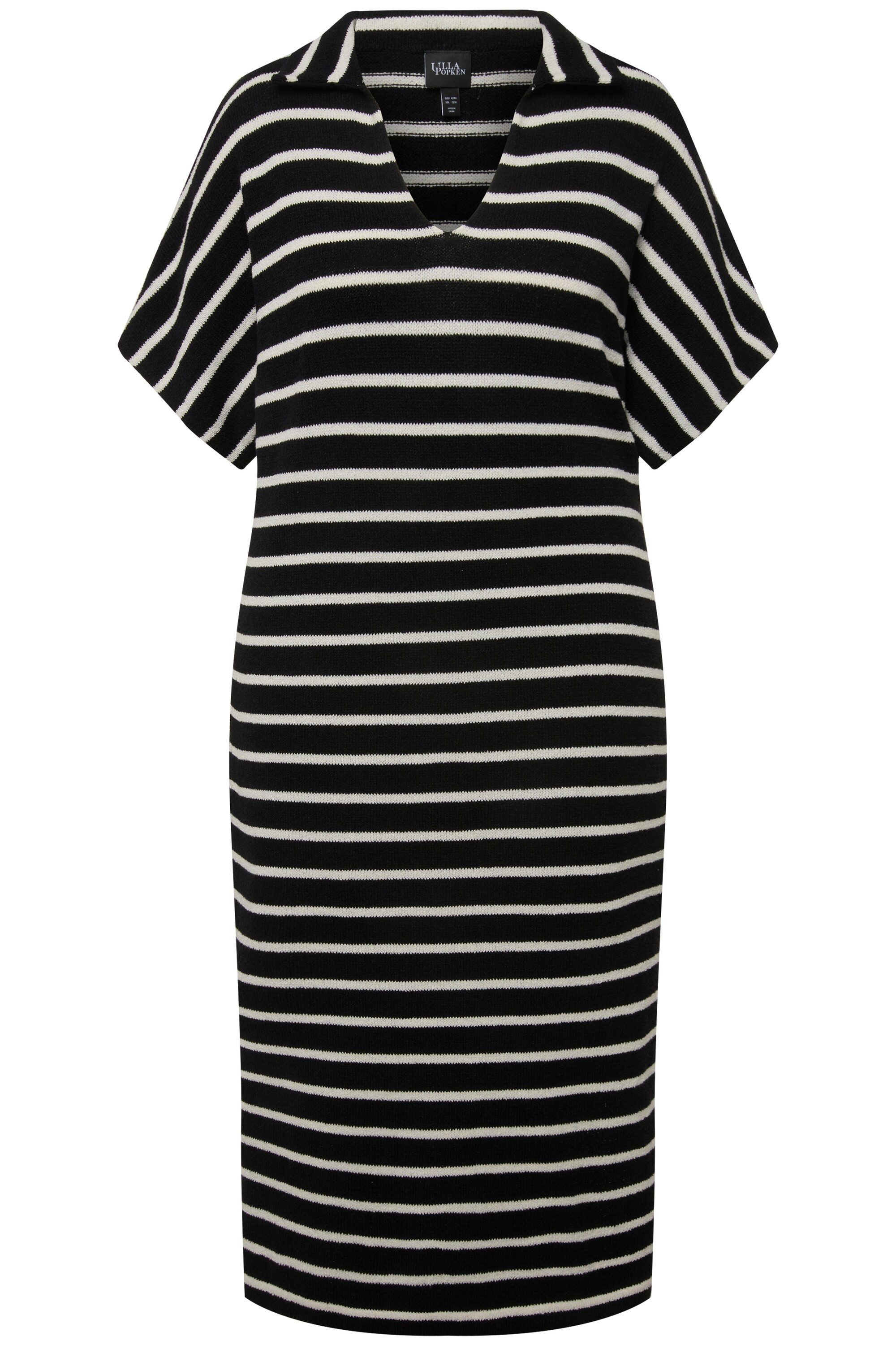 Ulla Popken Midikleid Strick-Midikleid Ringel Hemdkragen günstig online kaufen
