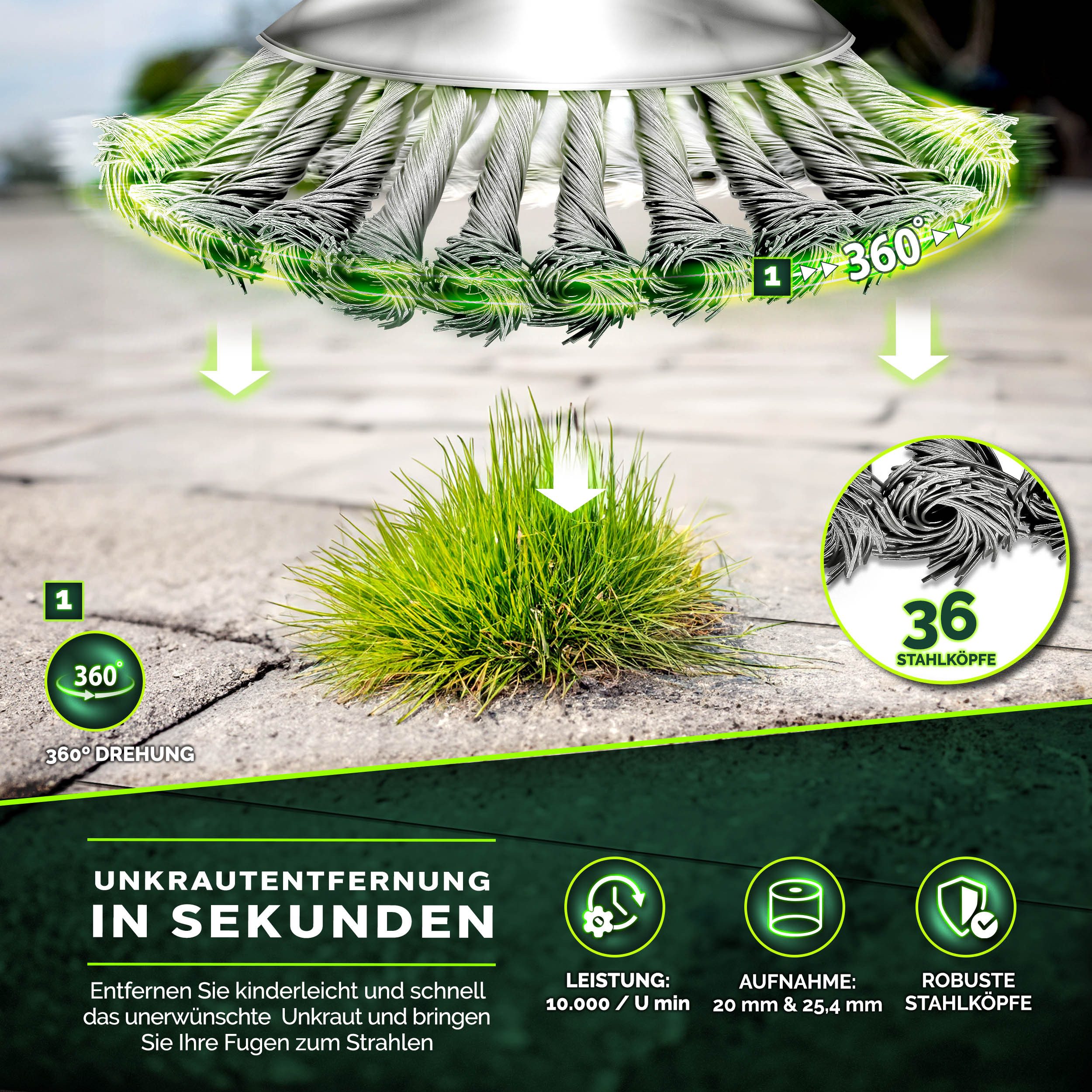 tillvex Benzin-Rasentrimmer tillvex® Unkrautbürste Wildkrautbürste Motorsense Freischneider, (Packung)