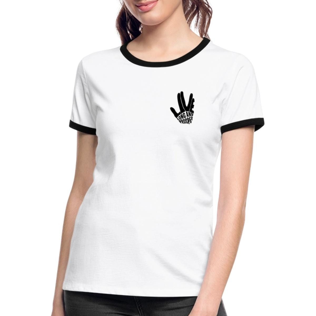 T-Shirt Star Trek Discovery Vulkanischer Gruß Frauen Kontrast T-Shirt