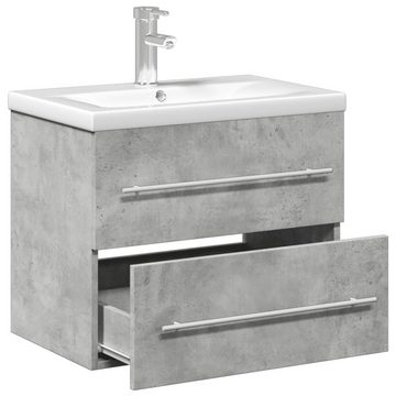 vidaXL Badezimmerspiegelschrank Waschbeckenunterschrank mit Einbaubecken Betongrau