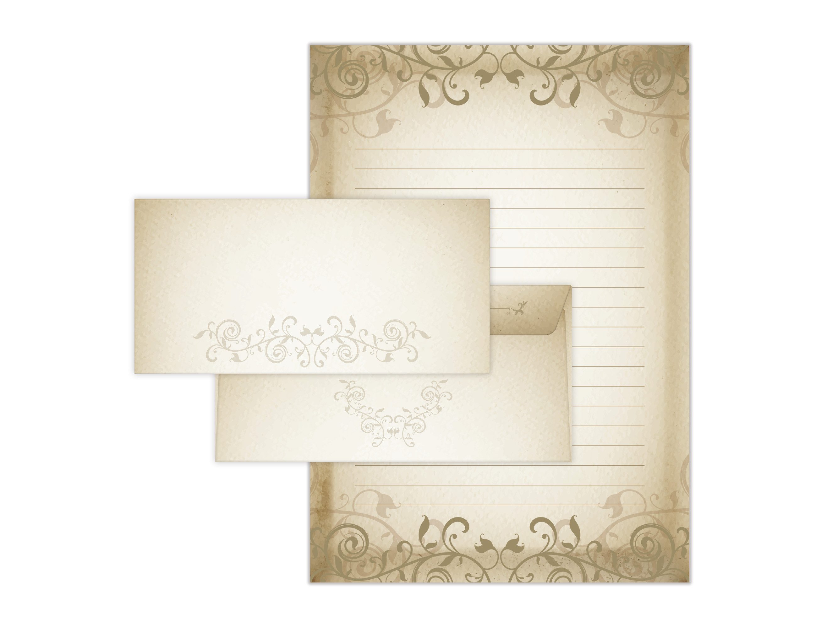 LIMONIA Briefpapier Set Briefblock A4 (Umschläge) Notizblock Papier Vintage Motivpapier, A4 Schreibblock mit 25 Blättern und Umschlägen, Made in Germany