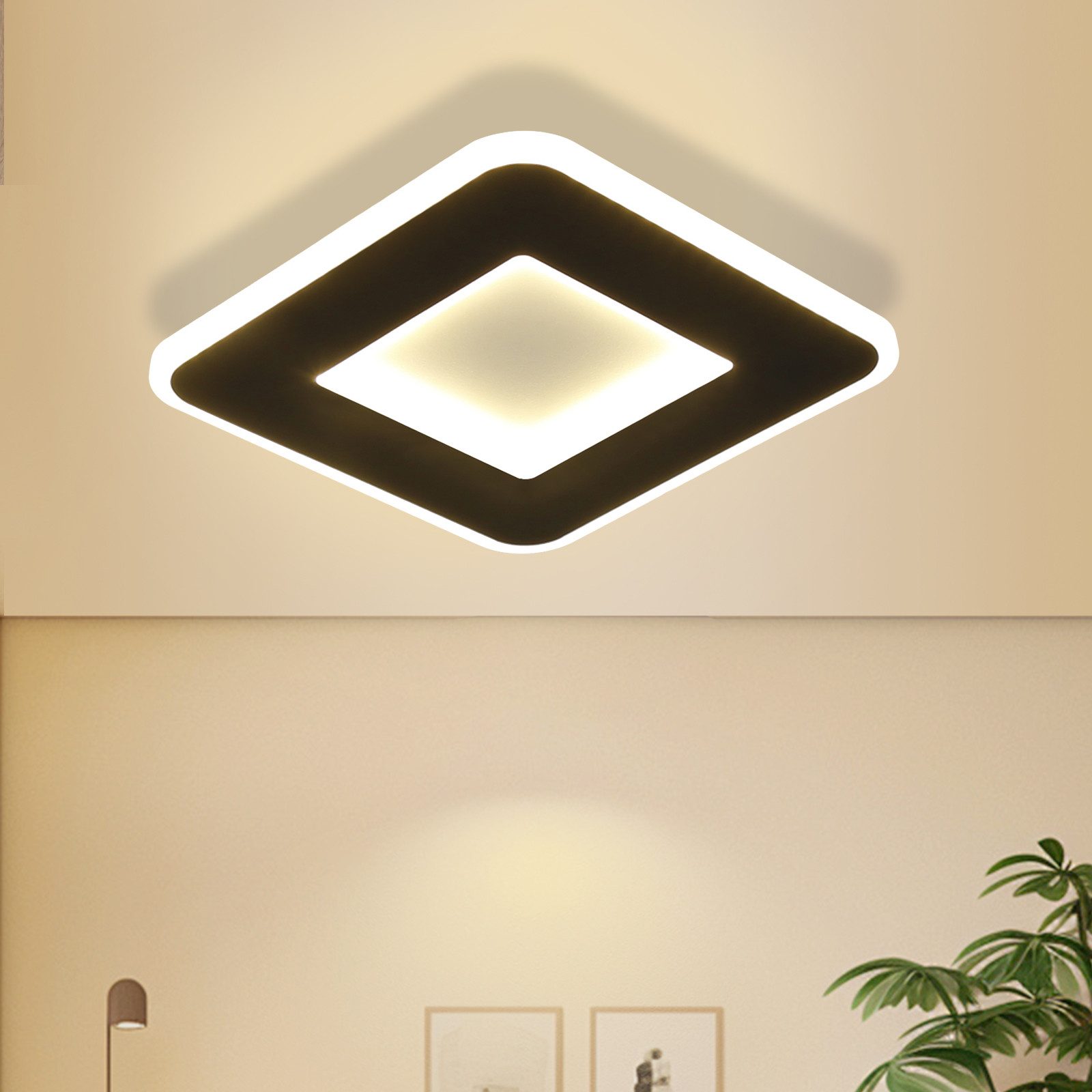 Nettlife LED Deckenleuchte Schwarz Eckig 23W/20W günstig online kaufen
