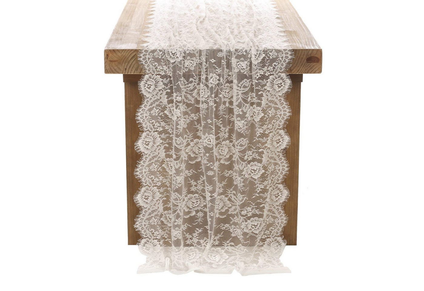 FOUORTUNATE-BEE Tischdecke Weiße Spitze Tischdecke in Spitzenauflage Vintage (Bestickte Spitzeauflage für Hochzeit Vintage Rezeption Dekor, Sommer Outdoor Party Boho Hochzeit Tisch Dekor)