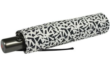 Knirps® Taschenregenschirm Slim Duomatic, leicht kompakt mit Auf-Zu-Automatik, schönes Design für Damen - schwarz-creme - key