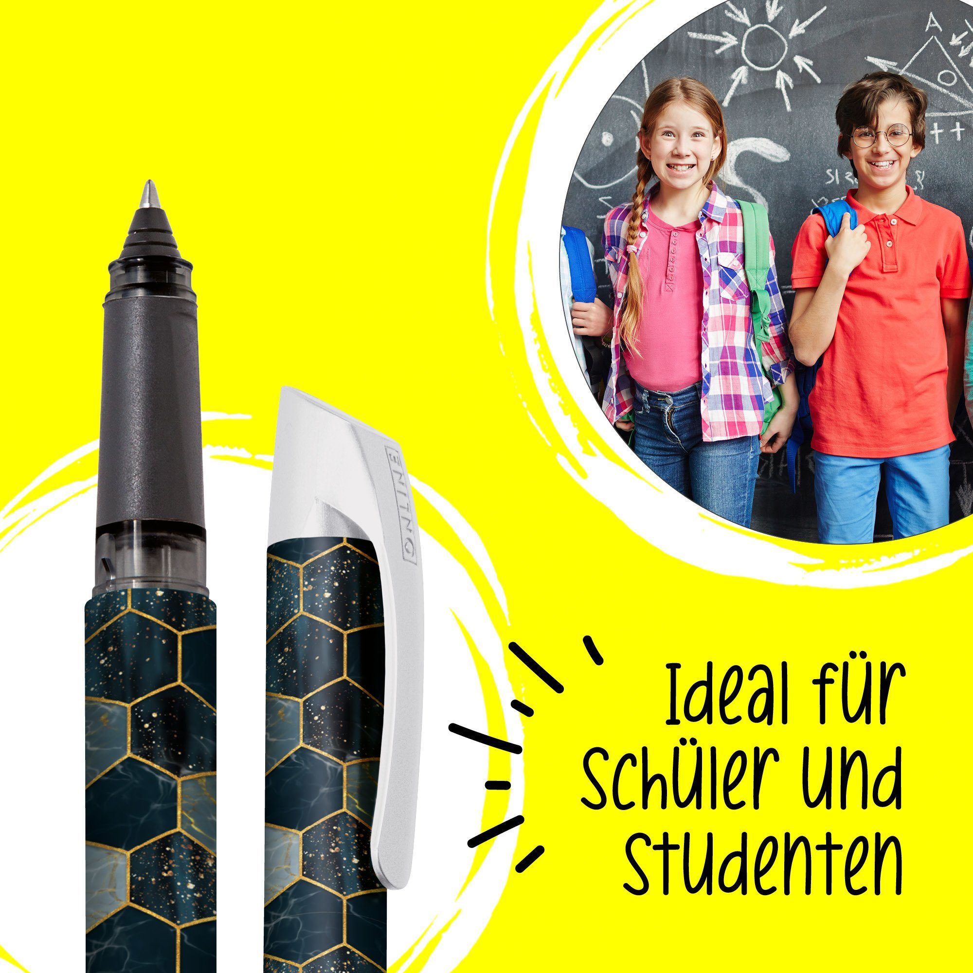 Campus Schule, ideal in hergestellt für die ergonomisch, Deutschland Tintenroller Tintenpatronen-Rollerball, Hexagon Online Pen