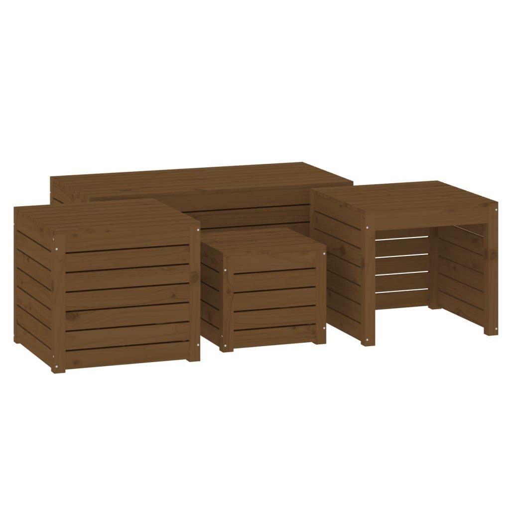 vidaXL Auflagenbox 4-tlg Gartenbox-Set Honigbraun Massivholz Kiefer