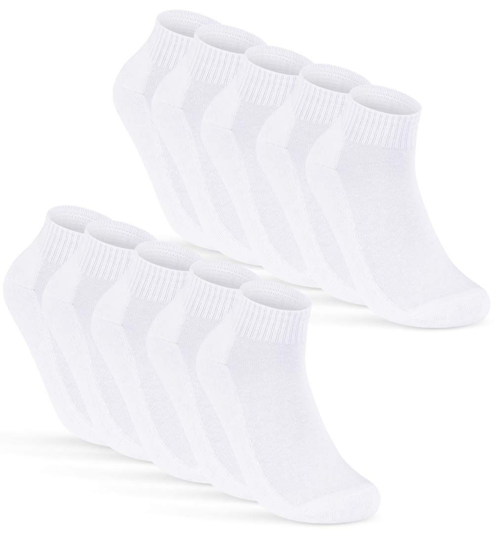 sockenkauf24 Sneakersocken 10 Paar SPORT Sneaker Socken Herren & Damen (Weiß, 39-42) Sportsocken Frotteesohle Baumwolle - 16200 WP