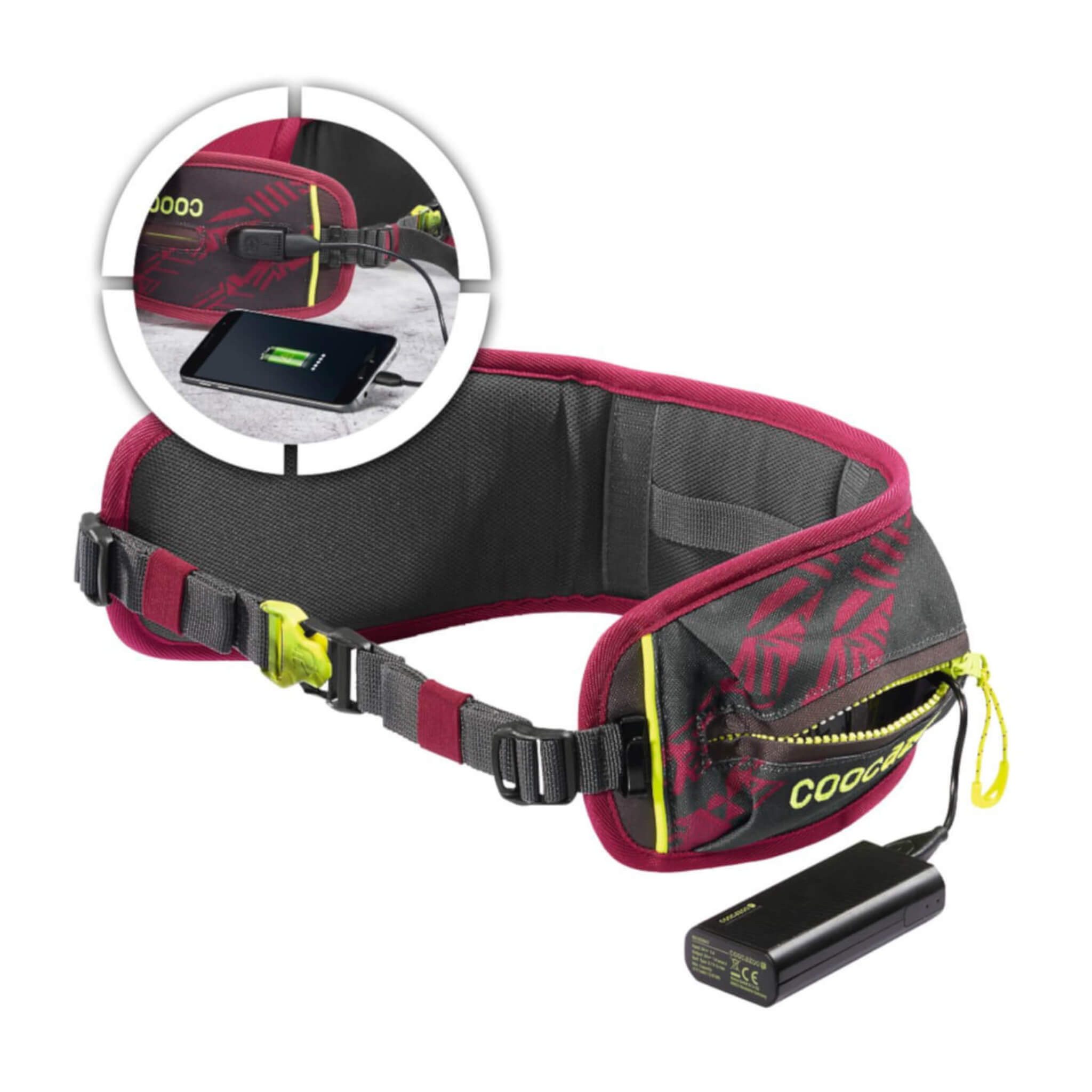 coocazoo Hüftgürtel Hüftgurt mit Power Pack, TecCheck Berry