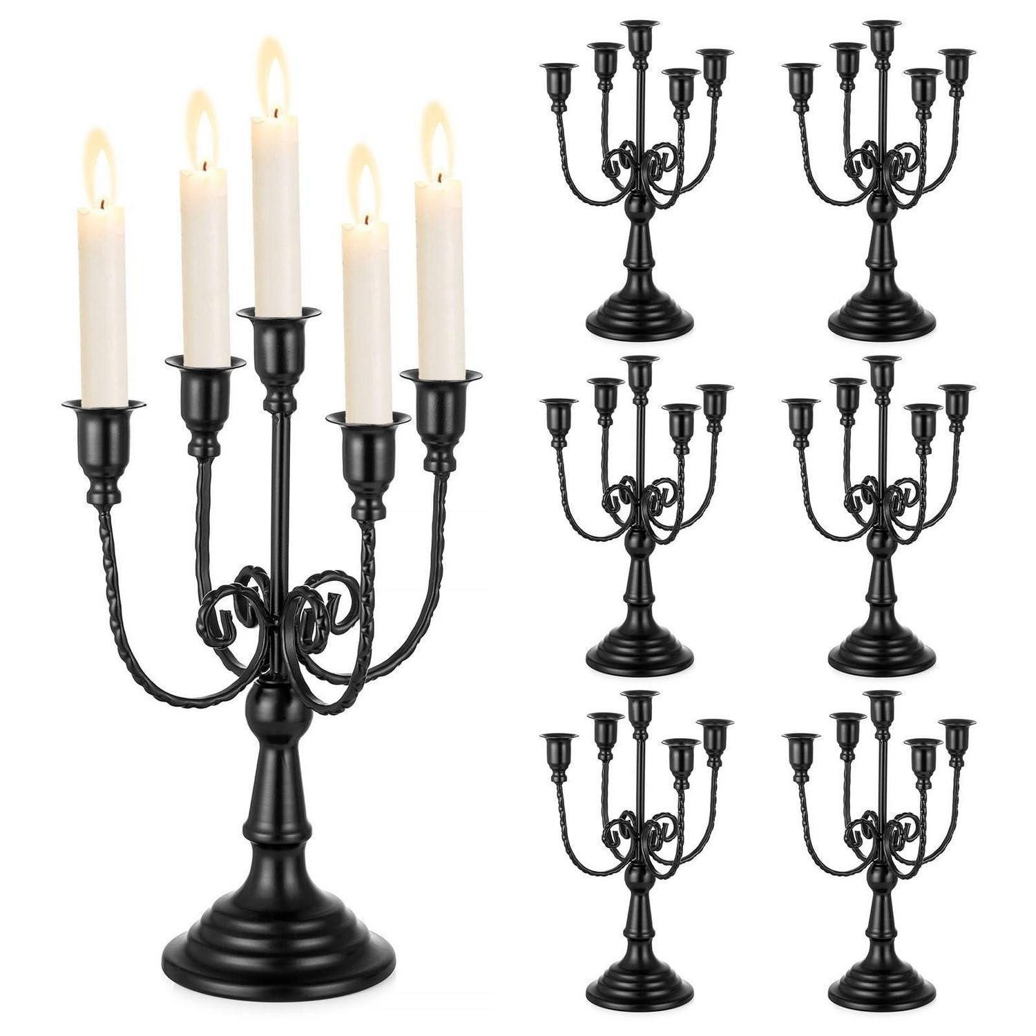 LuxusKollektion Tischkerzenhalter Kerzenhalter Schwarz 6 Stück (6 St)