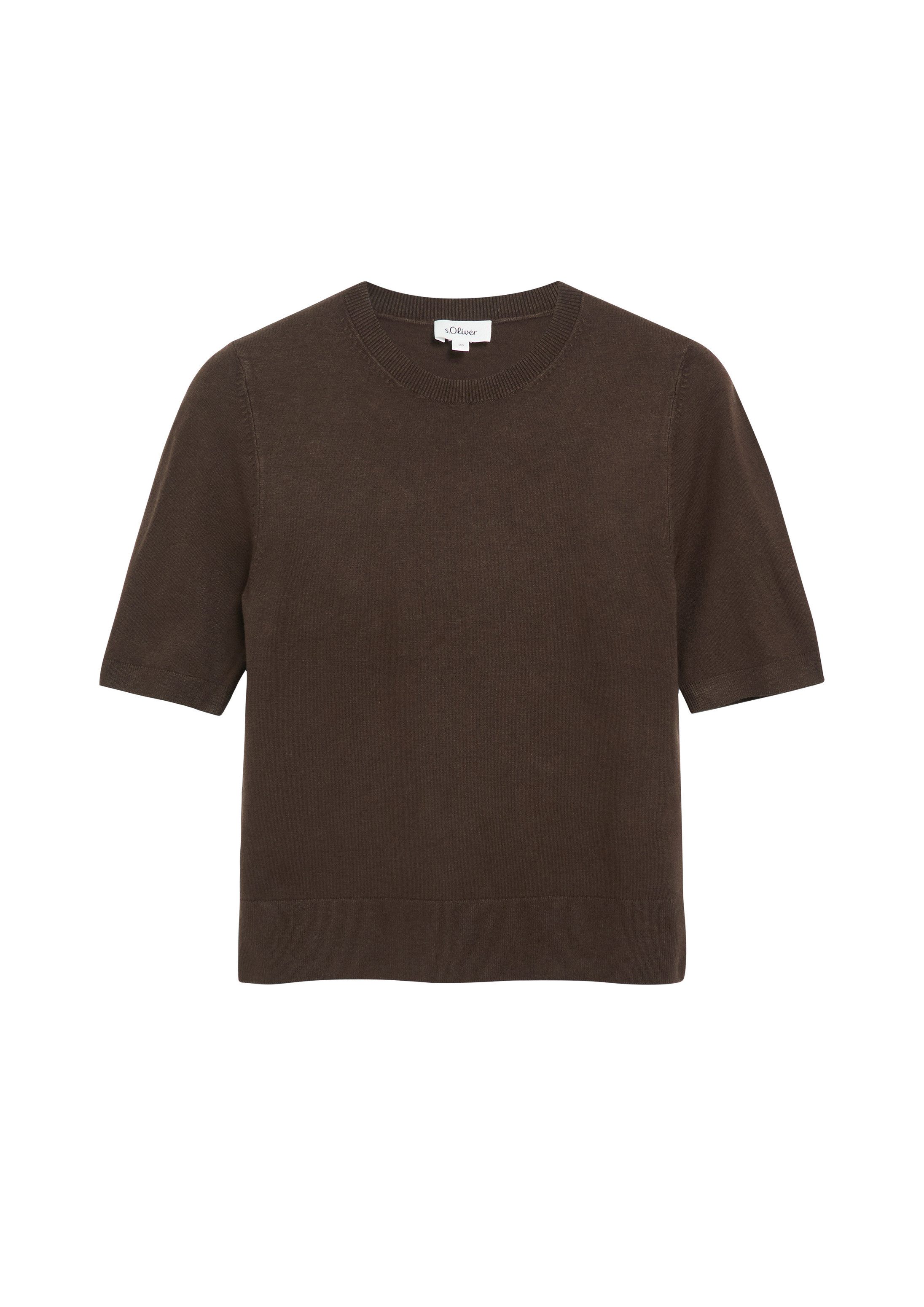 s.Oliver Kurzarmpullover Strickpullover Weicher Kurzarm-Strickpullover im Slim Fit