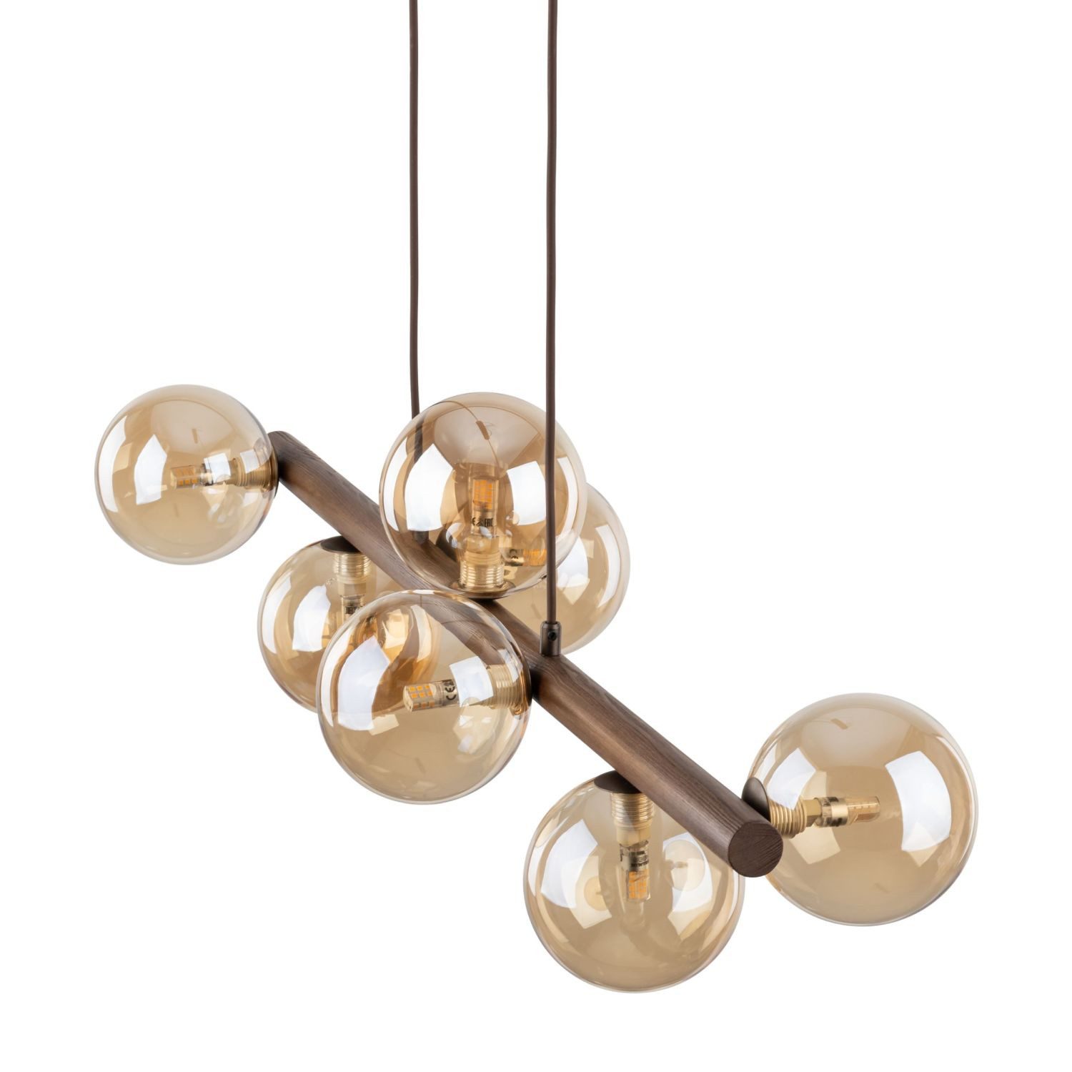 Licht-Erlebnisse Pendelleuchte MIEKE, ohne Leuchtmittel, Rauchglas Metall H: max. 125 cm Braun Bernstein G9 Kugel Schirm