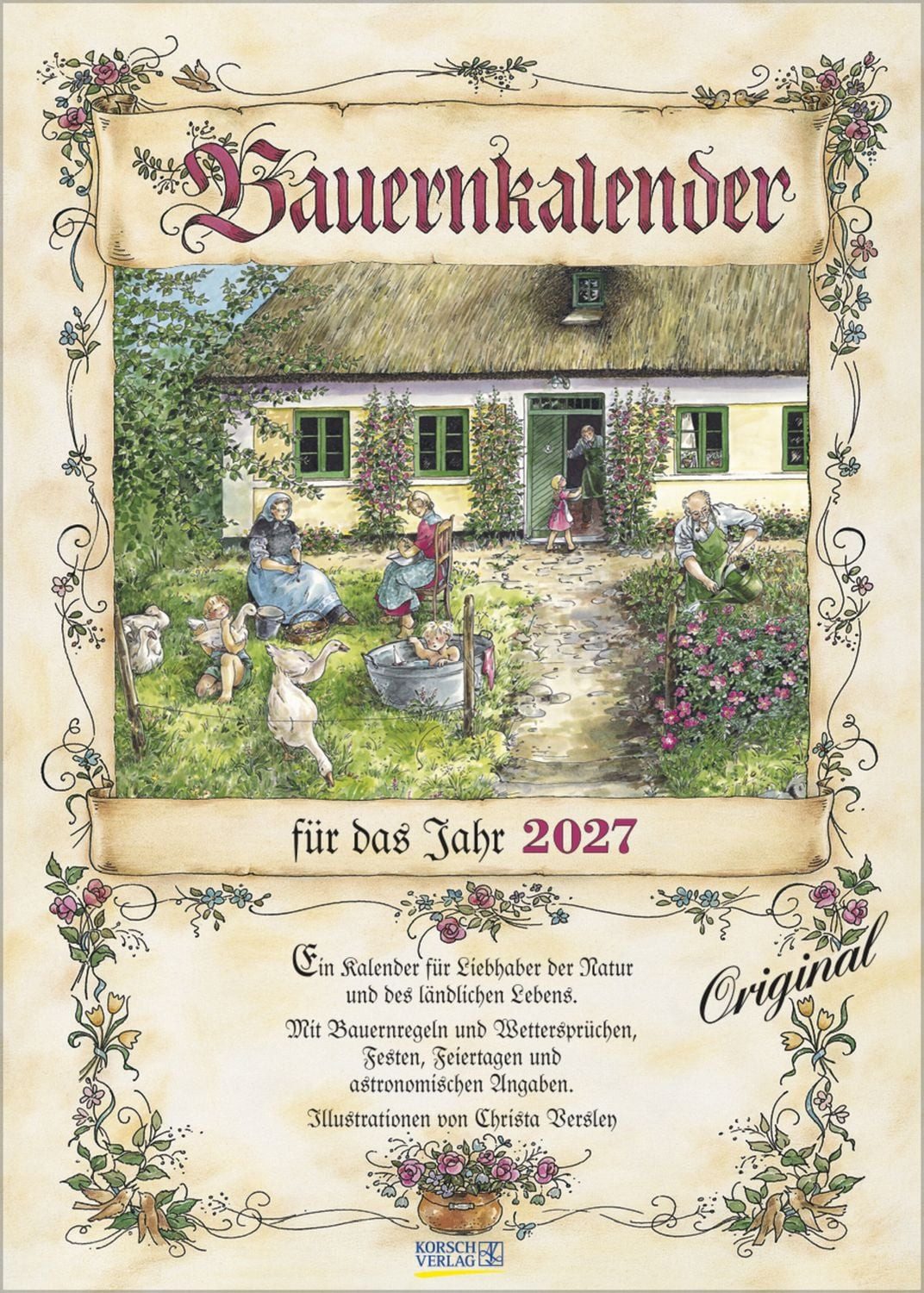 Korsch Verlag Wandkalender Bauernkalender 2027 Wandkalender mit Bauernweisheiten und passenden Bi