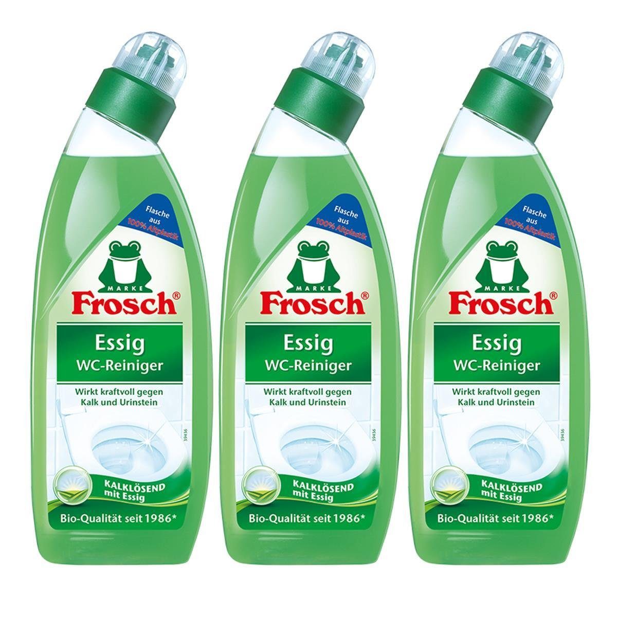 FROSCH 3x Frosch Essig WC-Reiniger 750 ml - Kalklösend mit Essig WC-Reiniger